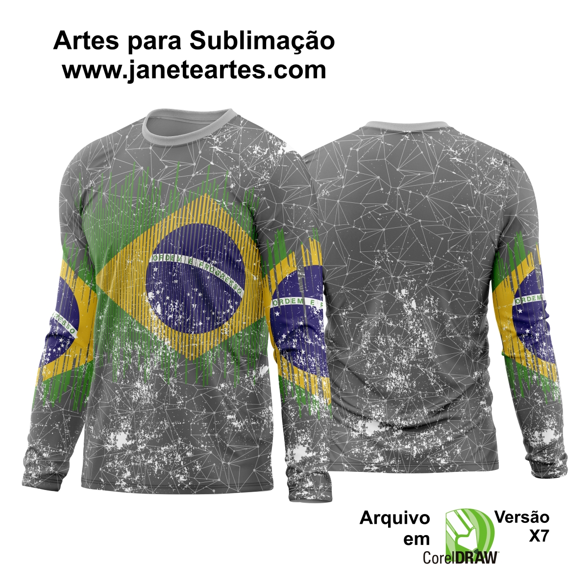 Arte Vetor Estampa Camisa Brasil Personalizada Modelo 04