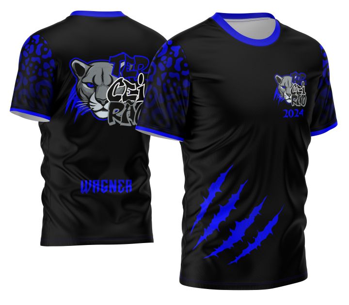 Camisa com logo no peito e estampa grande nas costas em estilo Pantera Negra, perfeita para o Terceirão 2026, unindo modernidade e identidade escolar em uma peça marcante e cheia de personalidade.