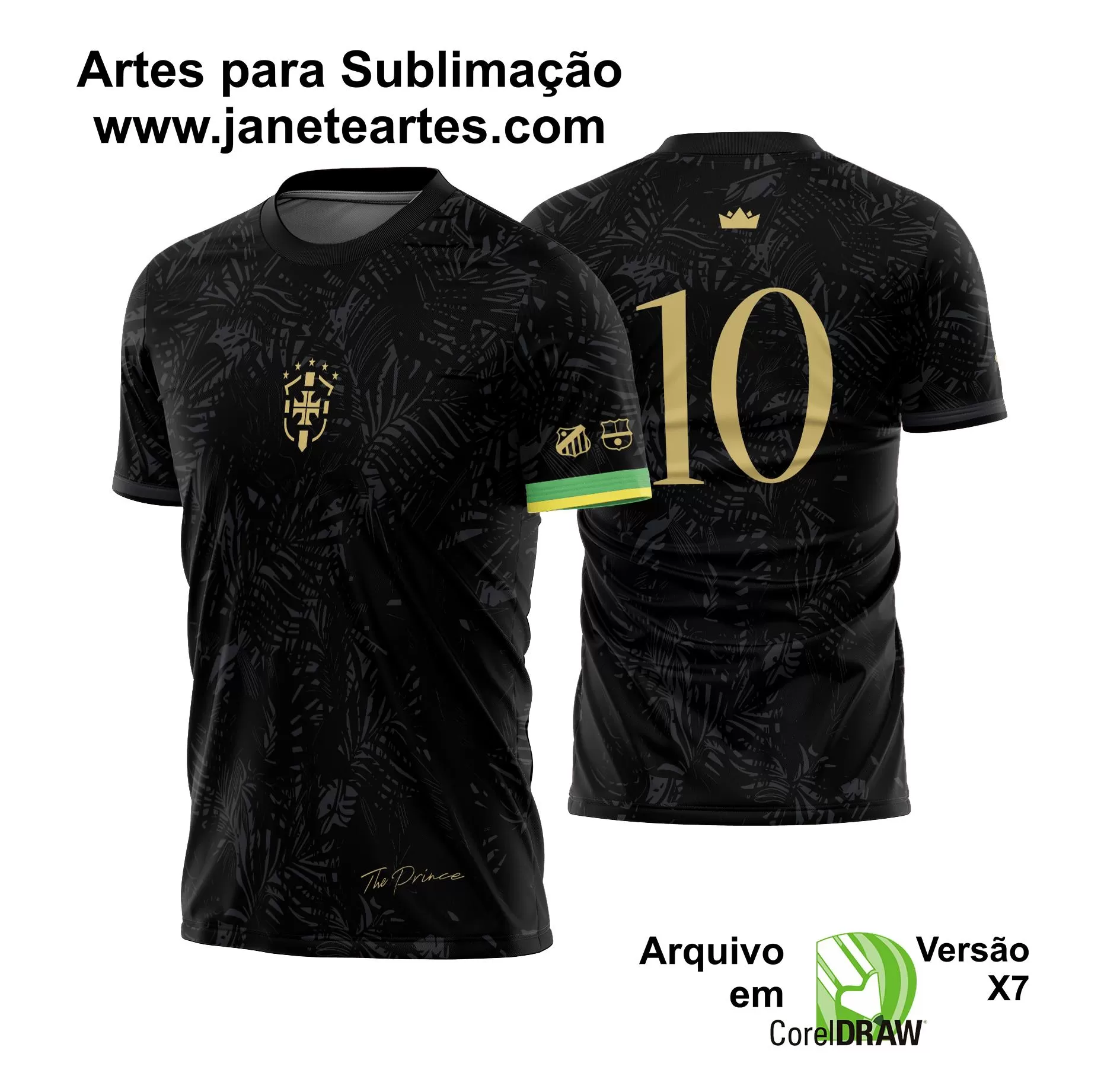 Arte Vetor Estampa Template Camisa Brasil The Prince Neymar Comma Football  2023