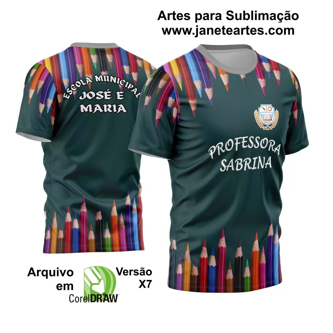 Arte Vetor Estampa Template Camisa Professora - Professor 2024 Modelo 14