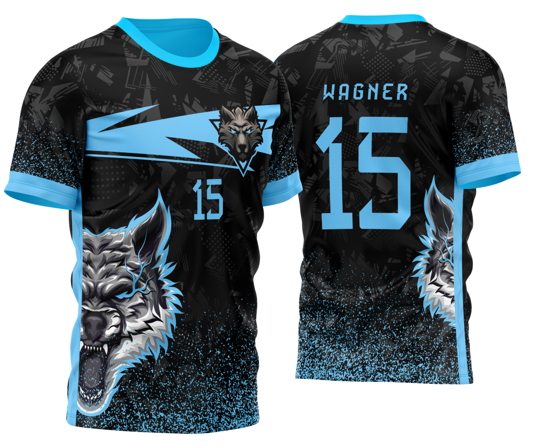 Arte Vetor Template Camisa de InterClasse Lobo Alfa Particulas Azul