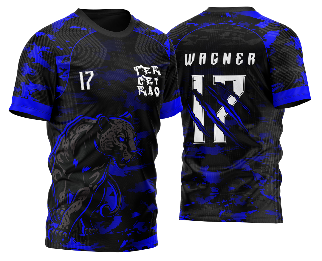 Arte Vetor Template Camisa para InterClasse Pantera Negra Azul Camuflagem