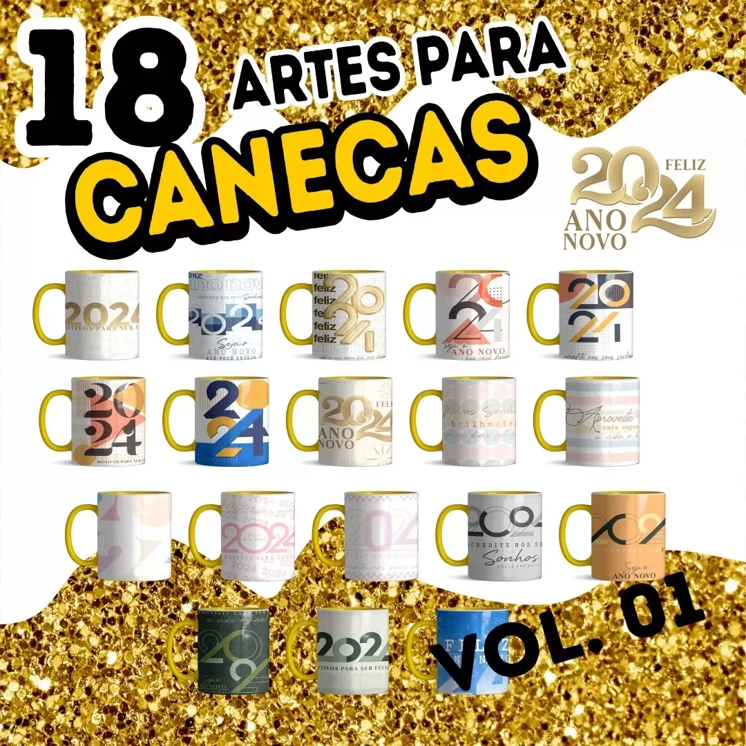 Artes para Caneca Ano Novo 2024 - Janete Artes