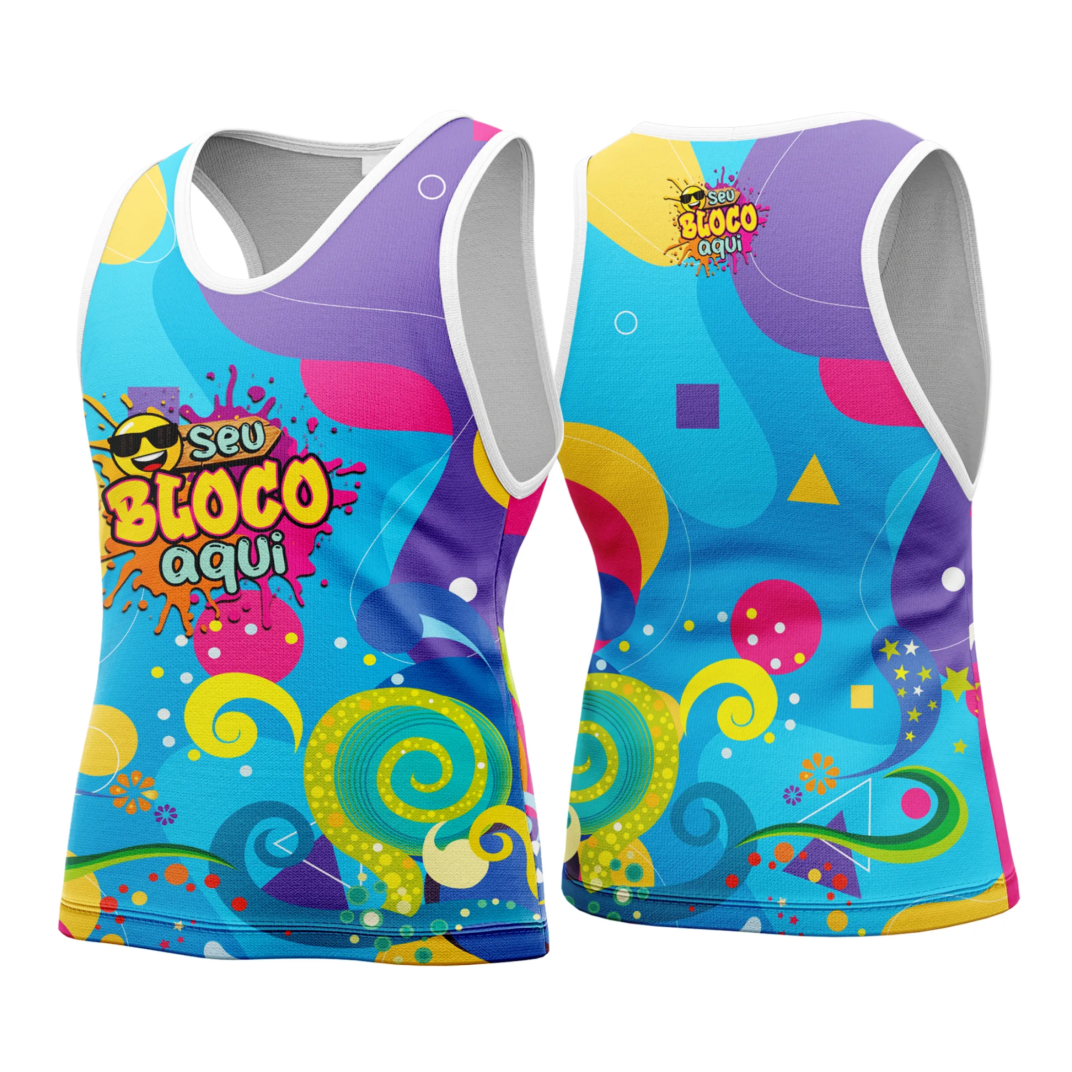 Camiseta unissex branca com logo no peito e estampa grande nas costas tema Abadá Carnaval 2026, perfeita para curtir a festa com estilo e conforto.