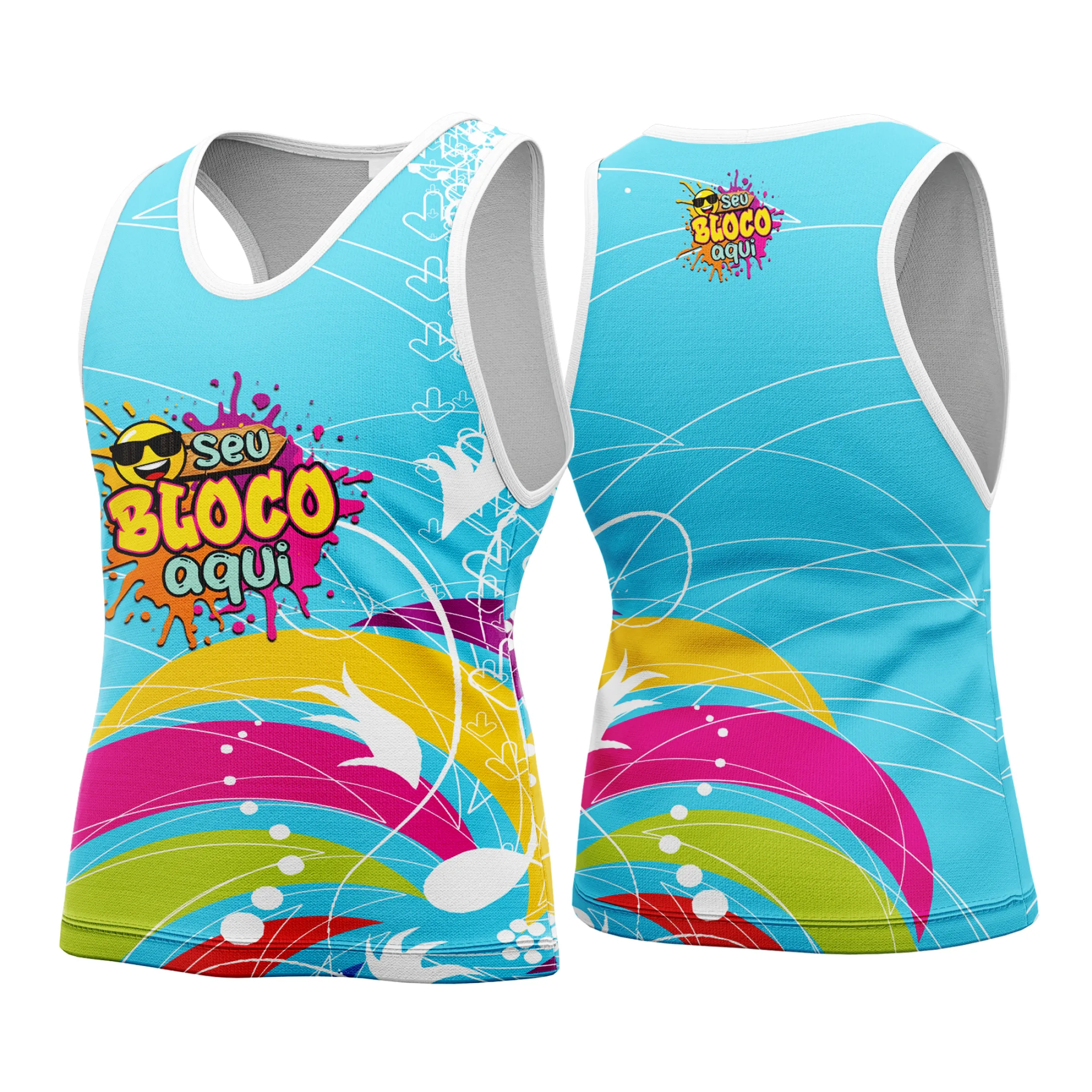 Foto da camisa unissex preta com logo no peito e estampa grande nas costas temática do Carnaval 2026, ideal para quem busca estilo e conforto na folia.