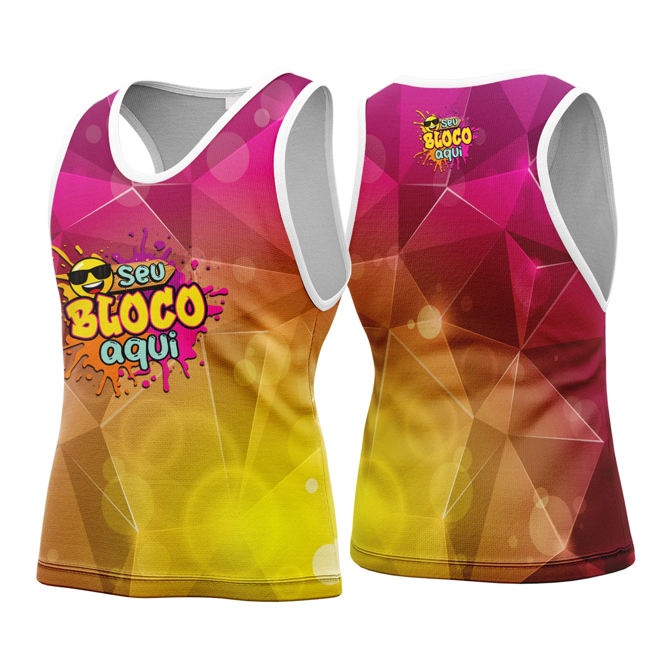 Camiseta unissex branca com logo no peito e estampa grande nas costas com tema Camisa Abadá Carnaval Personalizada 2026, ideal para festa e blocos de rua.