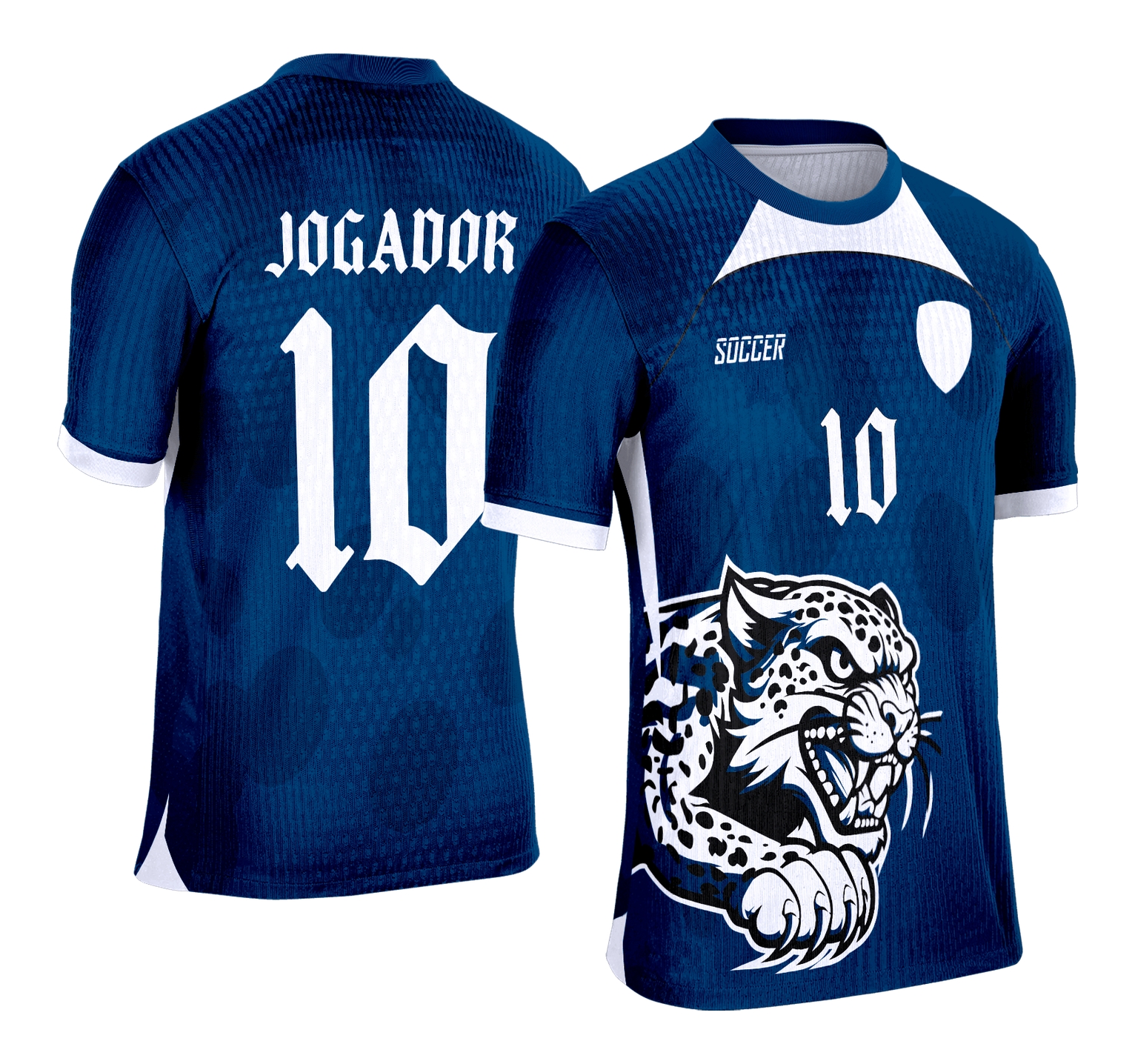Camiseta unissex com logo no peito e estampa grande nas costas, cor base preta, tema Camisa Azul de Interclasse 2025 Tigre destacando estilo jovem e esportivo.