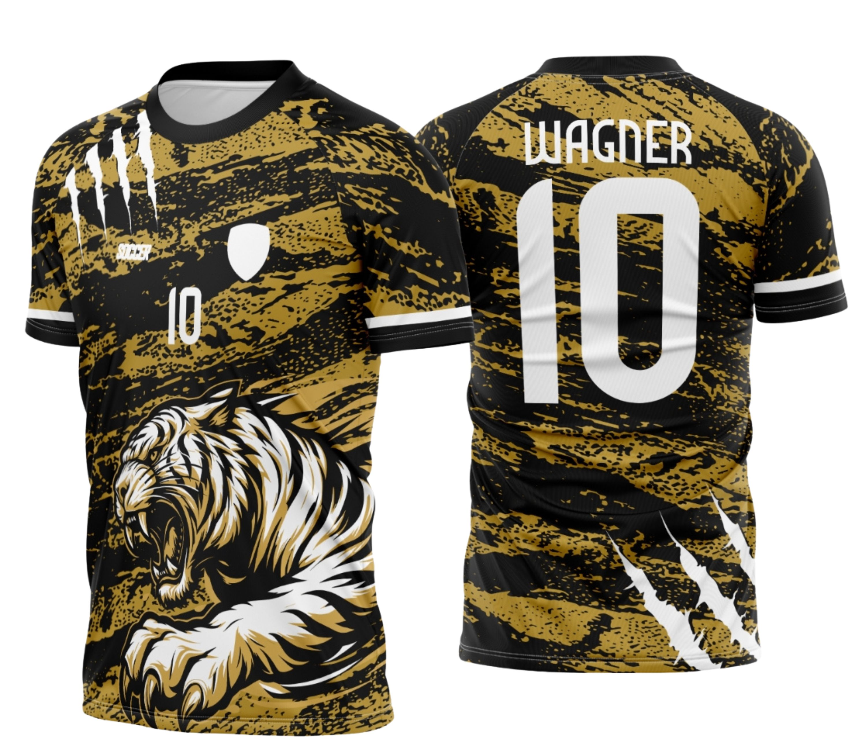 Camisa unissex preta com logo no peito e estampa grande nas costas do Interclasse TIGRE para Jogos Internos 2025, ideal para torcer com estilo e conforto.