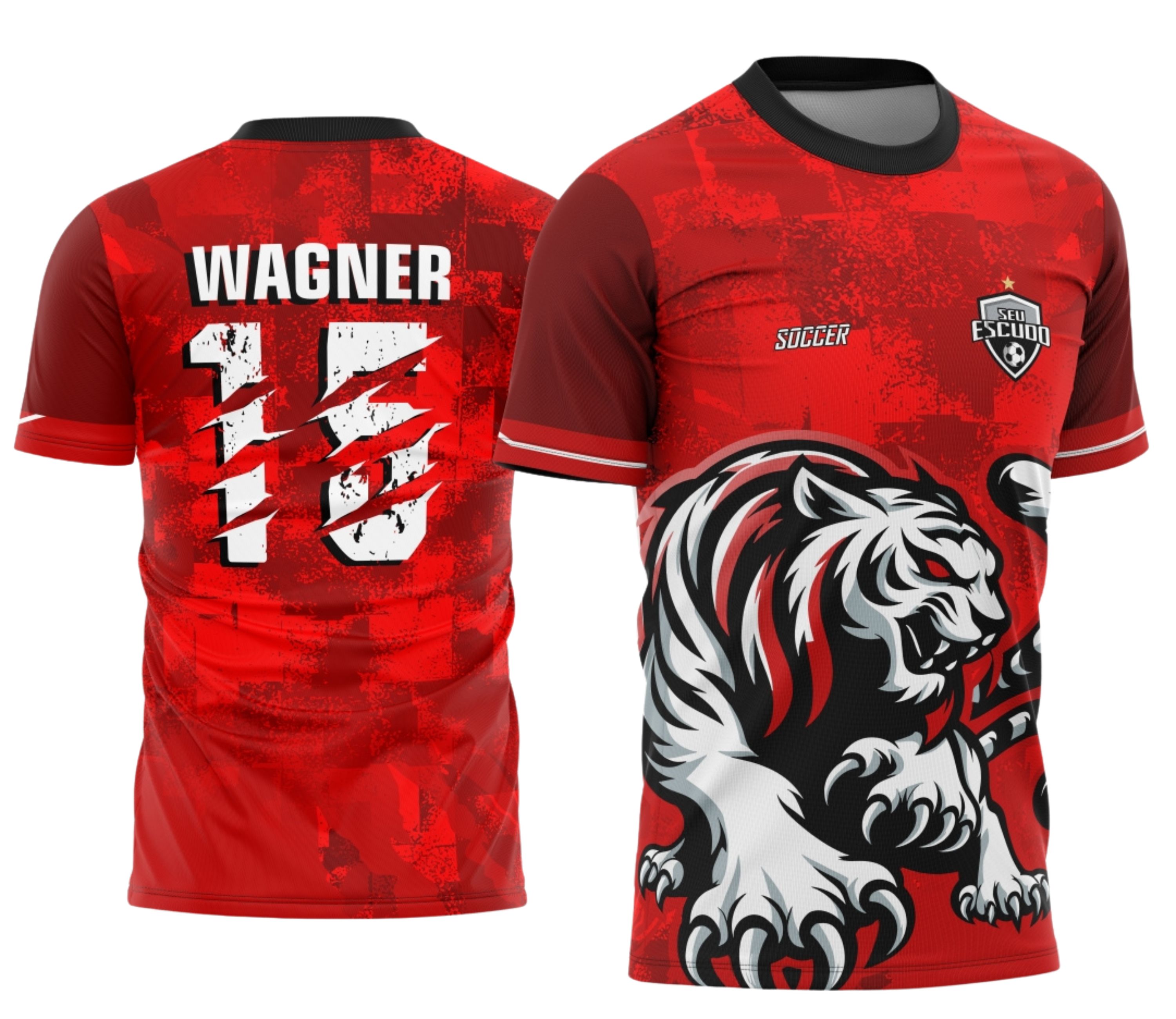 Camiseta unissex preta com logo no peito e estampa grande nas costas do tema Interclasse Tigre Evil Color 2025, ideal para eventos e promoções escolares.