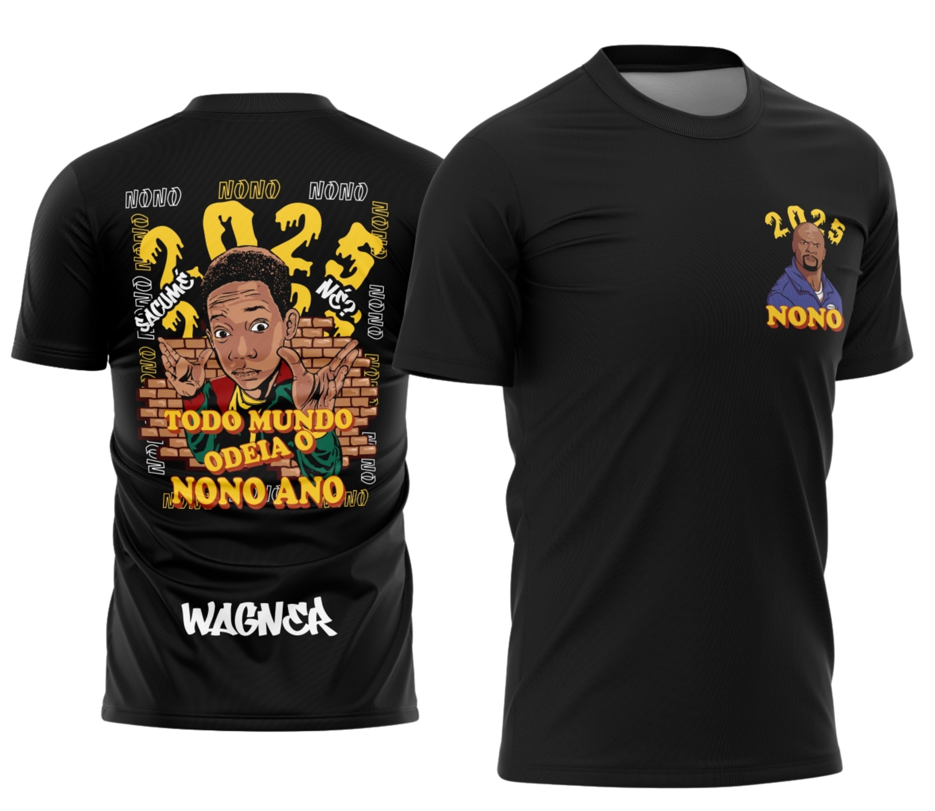 Foto de camiseta unissex preta com logo no peito e estampa grande nas costas, tema Nono Ano Todo Mundo Odeia o Chris 2005, estilo casual, perfeita para fãs da série e eventos temáticos.