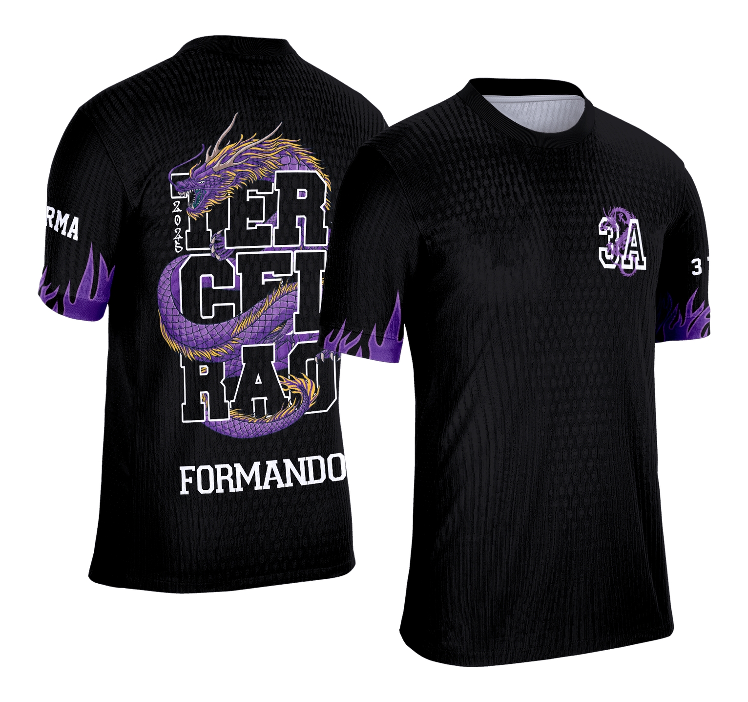 Camisa com detalhes vibrantes, logo no peito discreto e uma estampa grande nas costas que destaca a criatividade e o espírito inovador do Terceirão 2026 em um design moderno e cheio de personalidade.