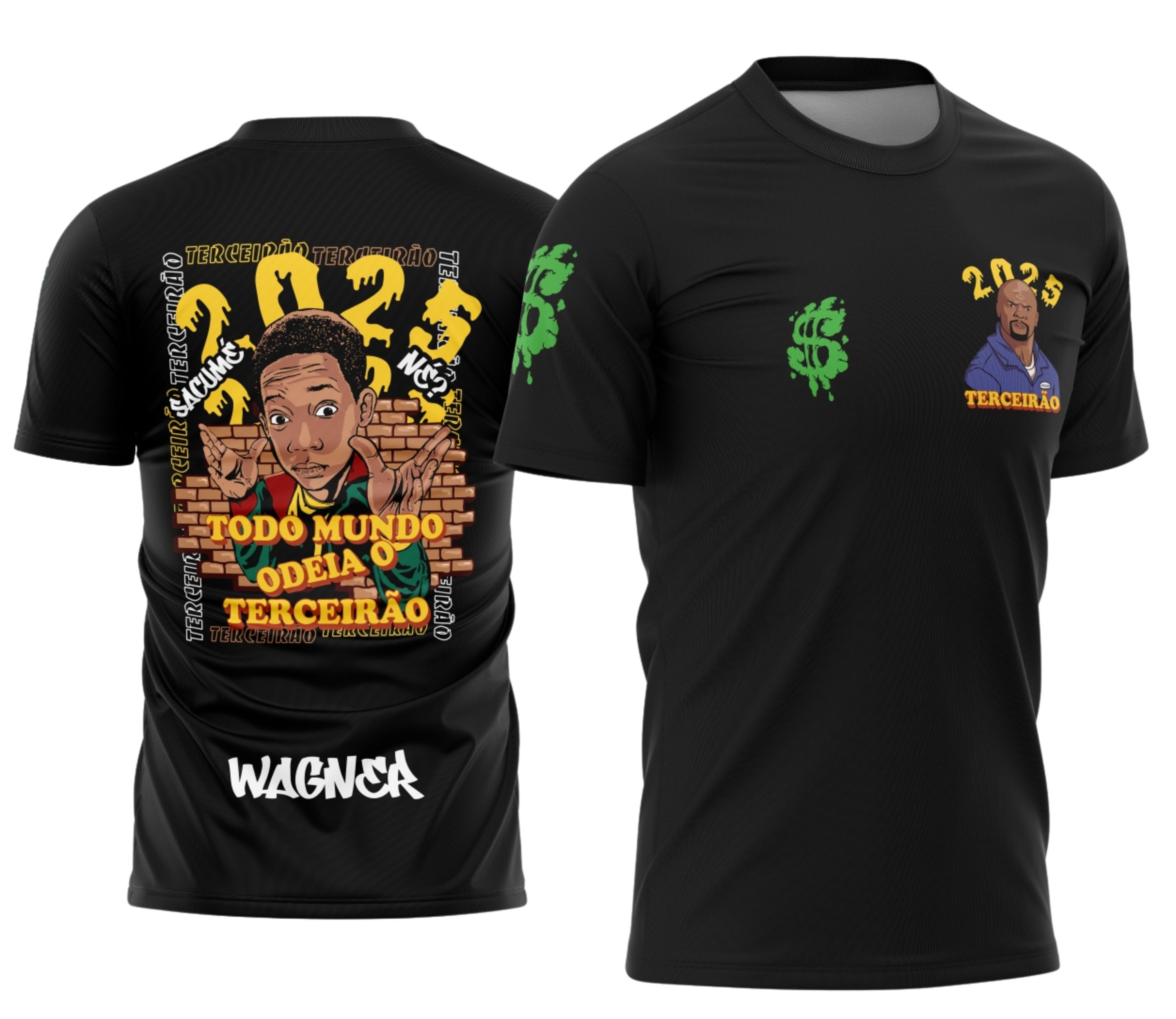 Camisa com logo no peito e estampa grande nas costas em estilo graffiti inspirado em Todo Mundo Odeia o Chris, ideal para celebrar o Terceirão com um visual descolado e autêntico