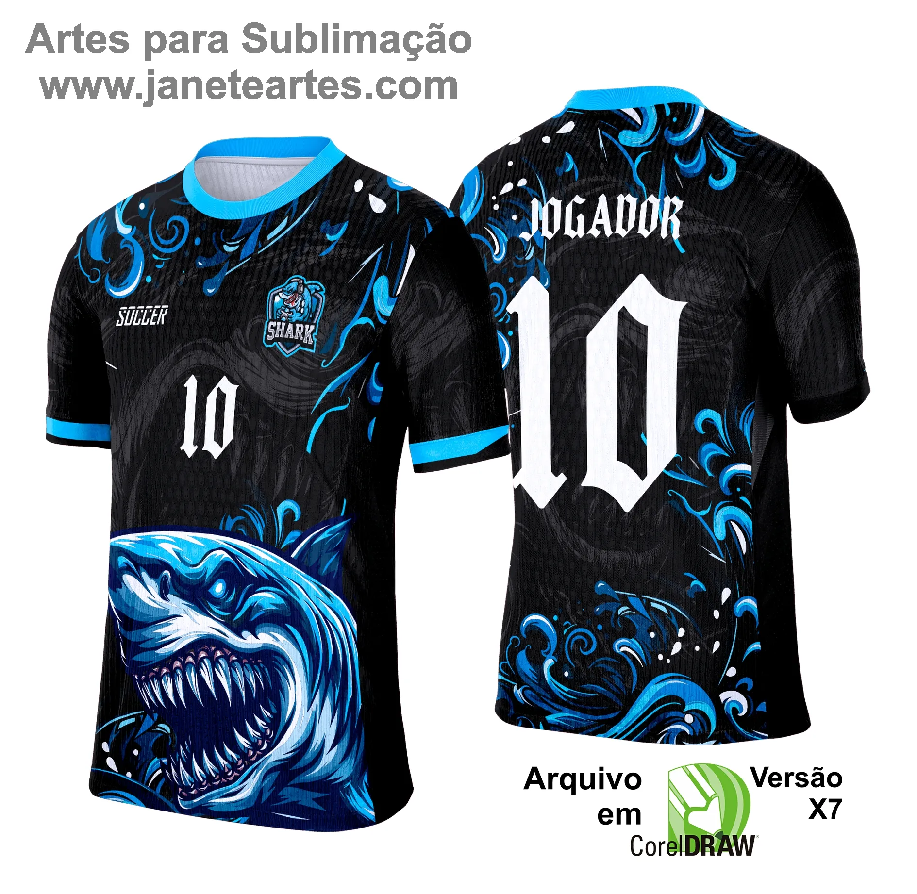 Camisa de Interclasse Tubarão 2025 - Arte Vetor Template