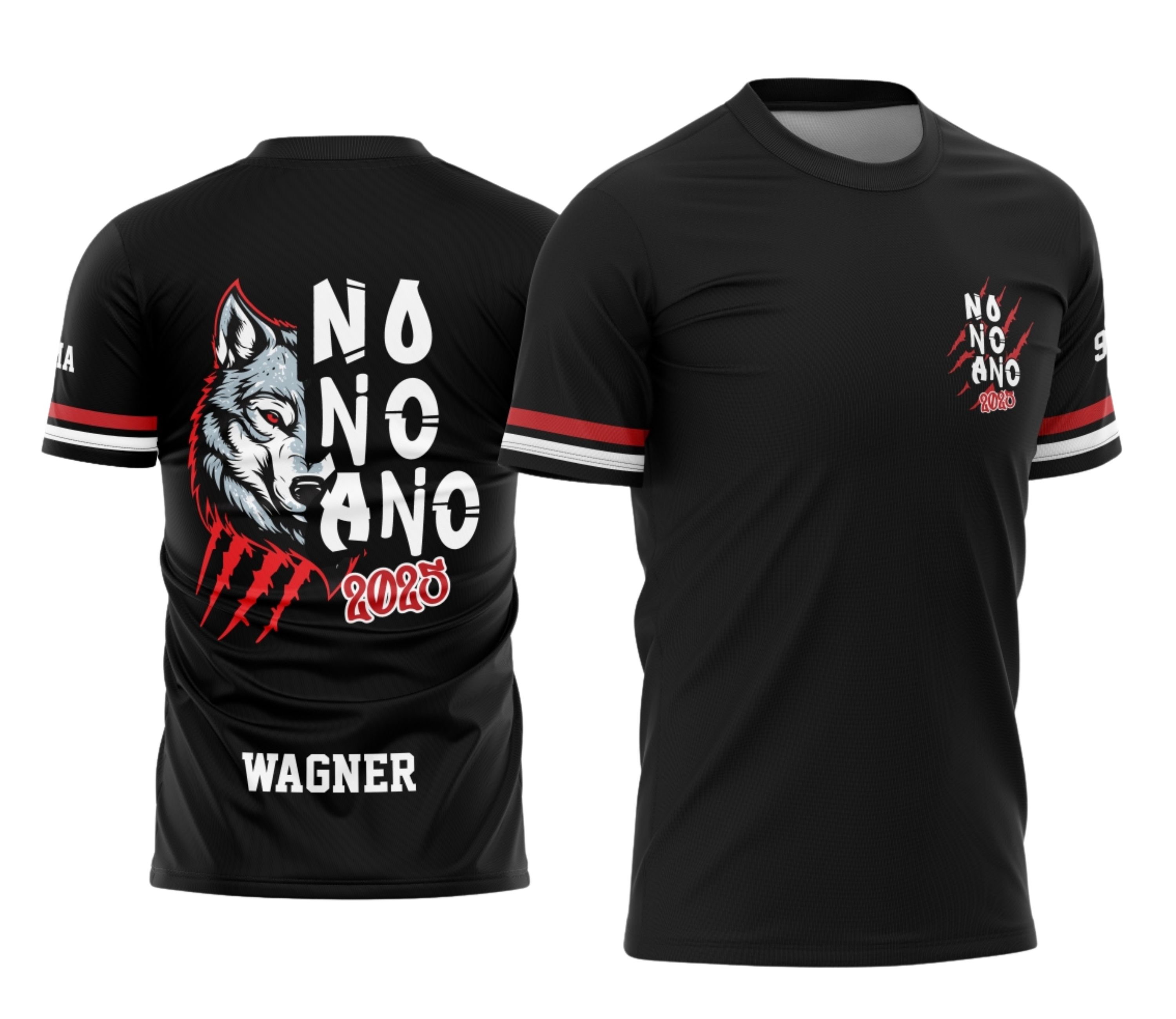Camiseta unissex preta com logo no peito e estampa grande nas costas mostrando o tema Camisa do Nono Ano Lobo, perfeita para quem quer marcar essa fase escolar com estilo e atitude.