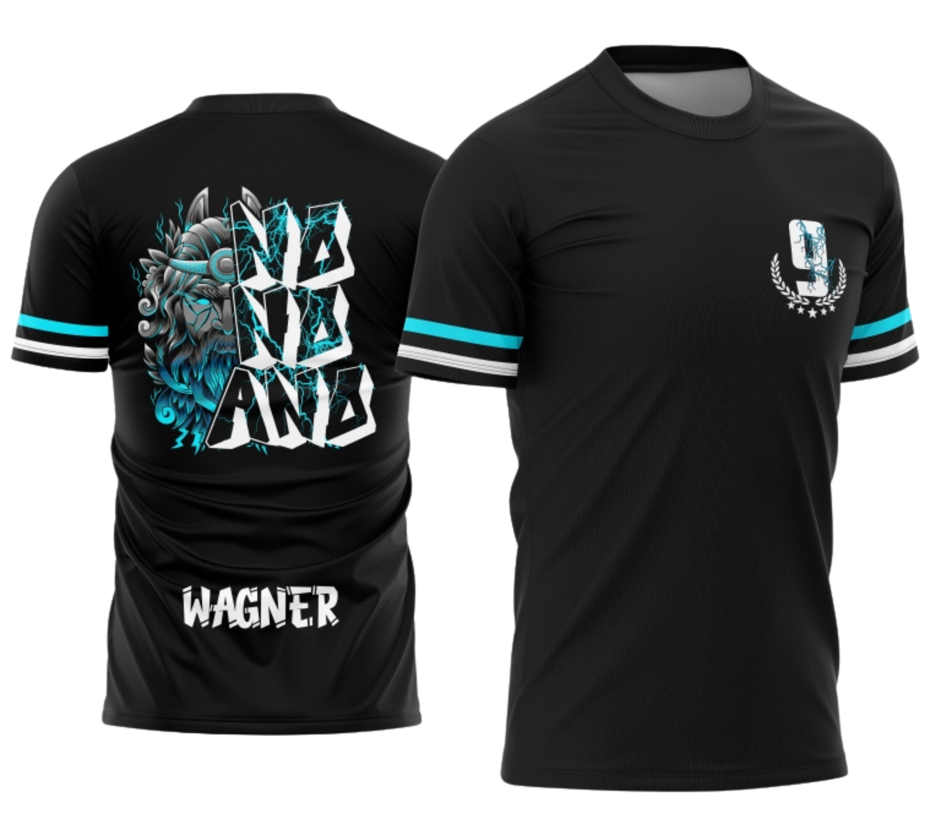 Camiseta unissex azul com logo no peito e estampa grande nas costas do tema Camisa do Nono Ano Zeus Azul, perfeita para quem busca estilo e conforto em camisa moderna.