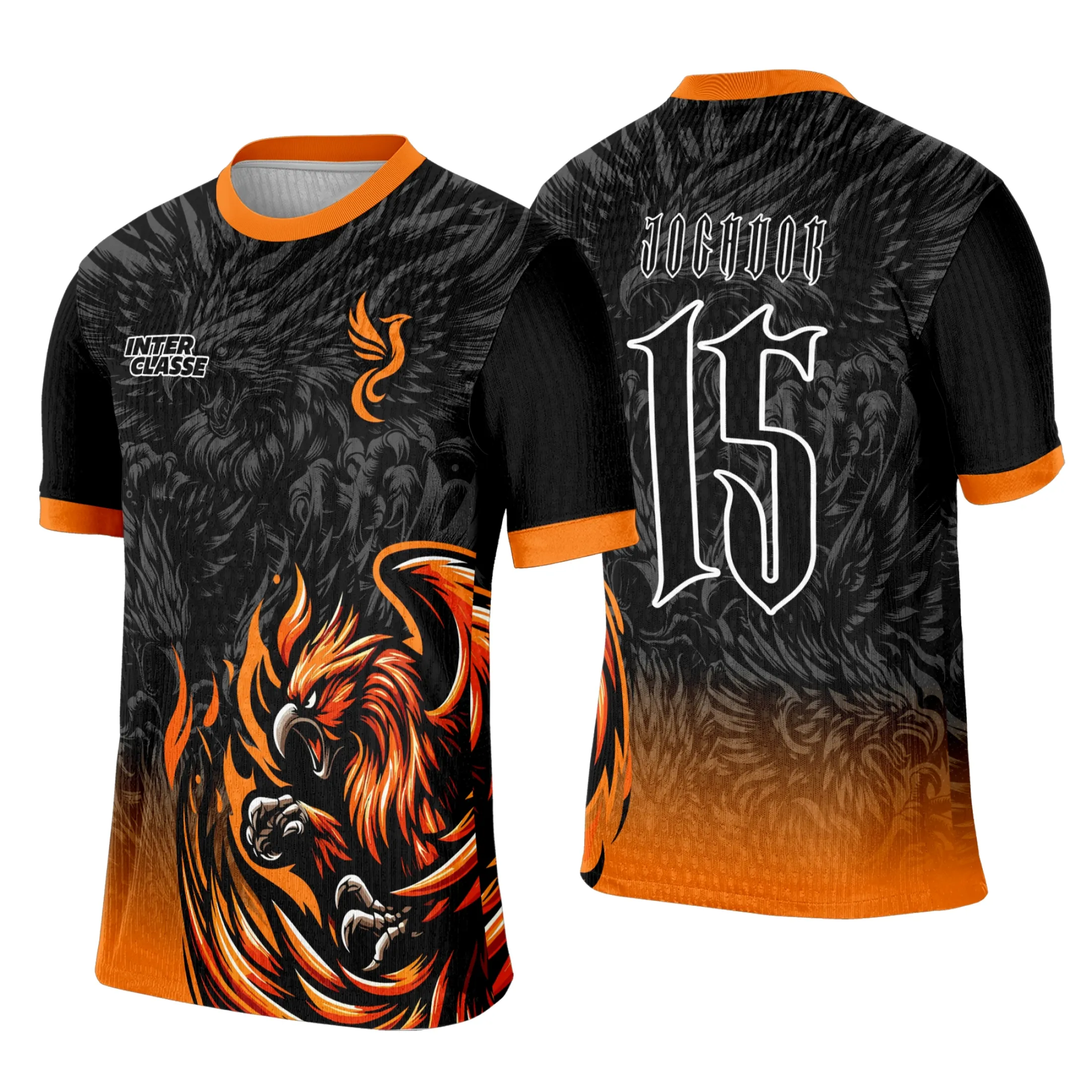 Arte Camiseta de Interclasse Fênix Laranja 2026