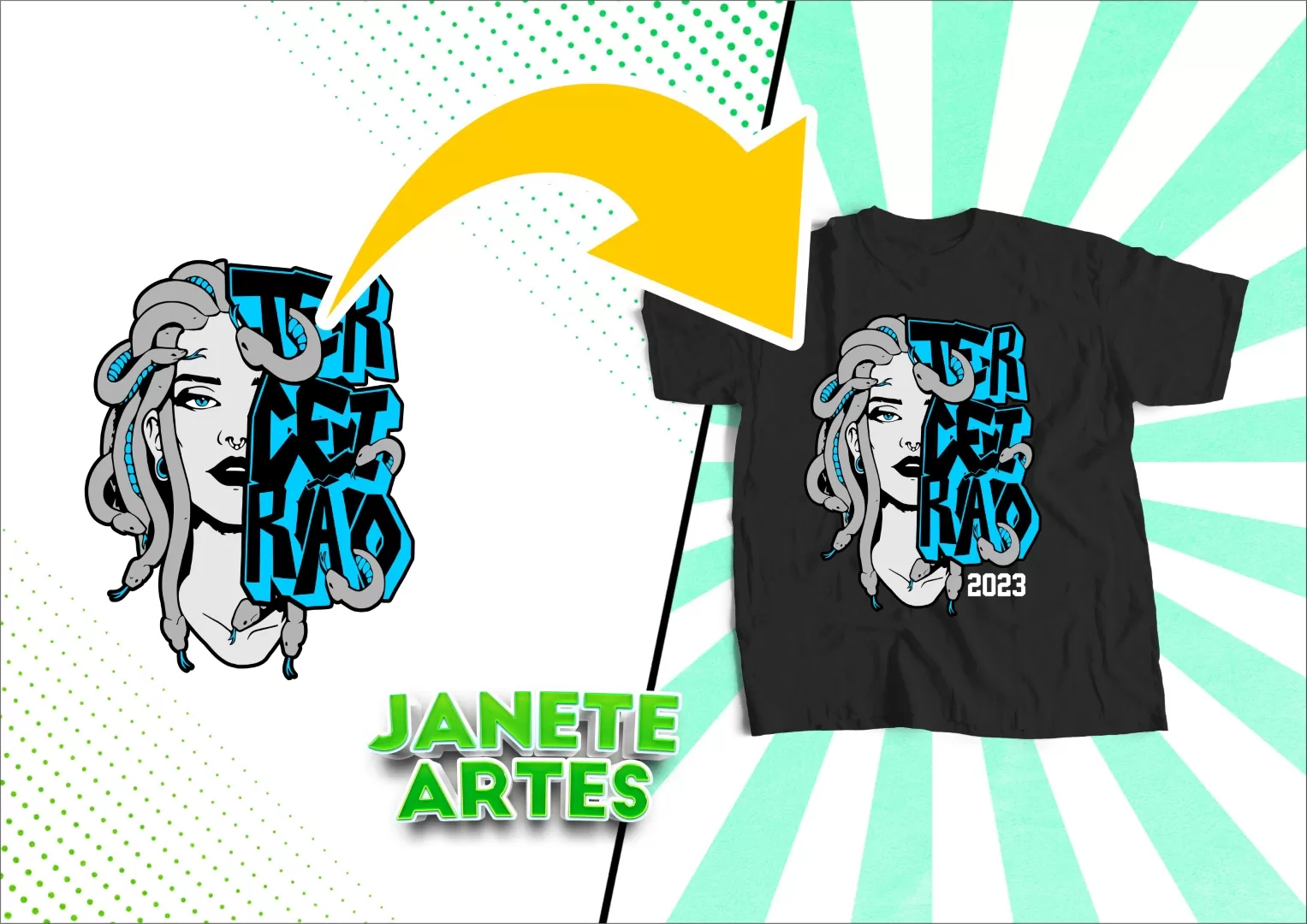 Como criar e aplicar a estampa Arte Vetor Camisa Terceirão Medusa 2023 em camisas e canecas - Passo a passo - Terceirão, Camisa, Estampa, Sublimação, Silk