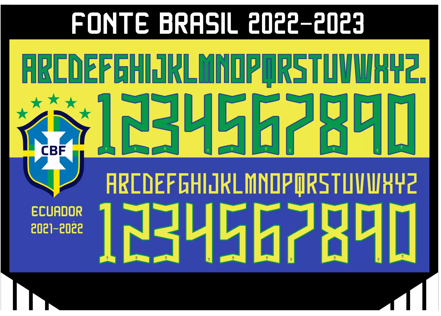 Camiseta unissex preta com logo no peito e estampa grande nas costas inspirada na Fonte Brasil 2022-2023, estilo moderno e vibrante para fãs do tema.