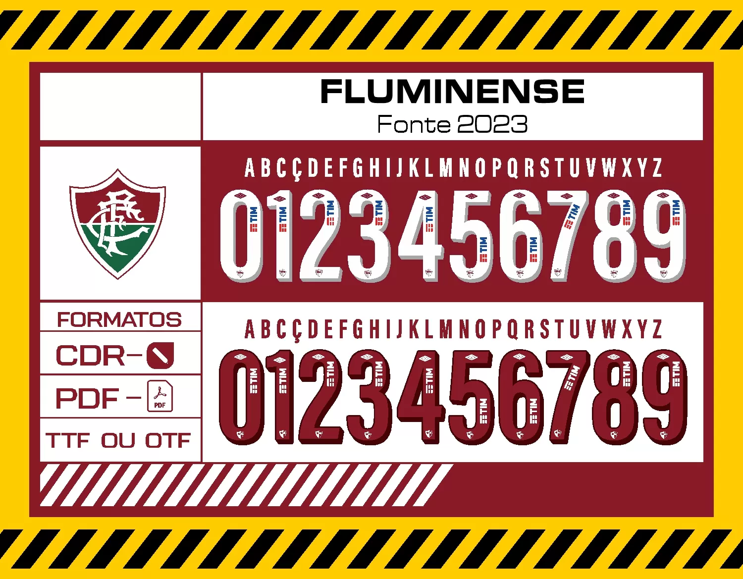 Camiseta unissex preta com logo no peito e estampa grande nas costas, apresentando o estilo e design da Fonte Fluminense 2023, perfeita para torcedores e amantes do futebol.