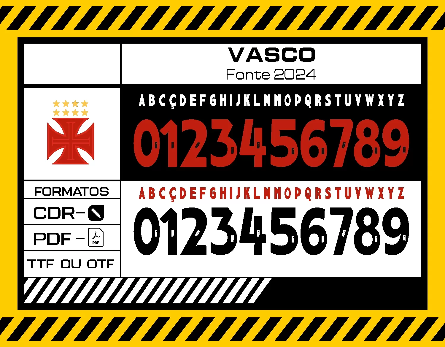 Camiseta unissex preta com logo no peito e estampa grande nas costas, ilustrando a fonte Vasco Kappa 2024 em design esportivo moderno.