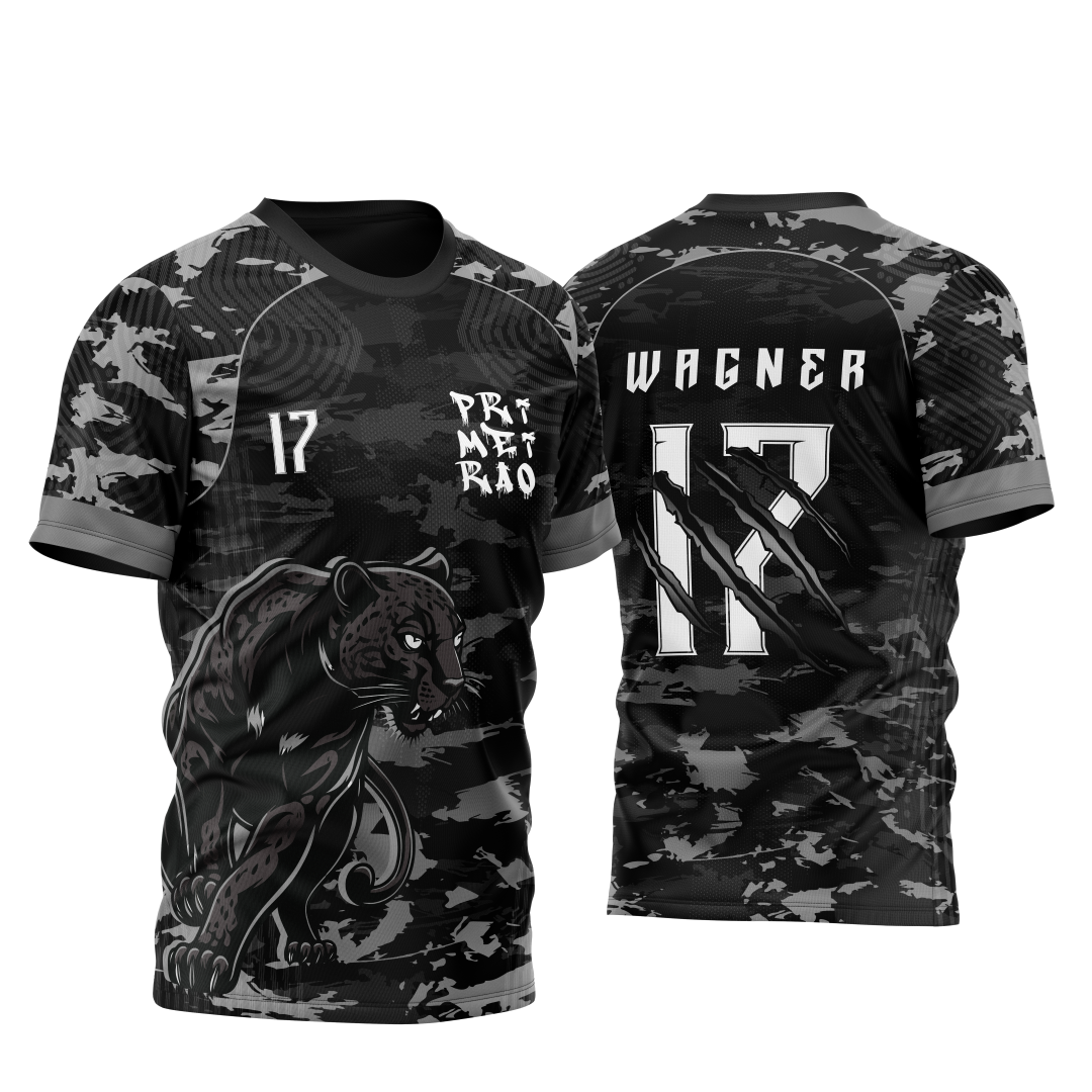 Template Camisa Primeirão Pantera Negra Tons de Cinza Camuflagem