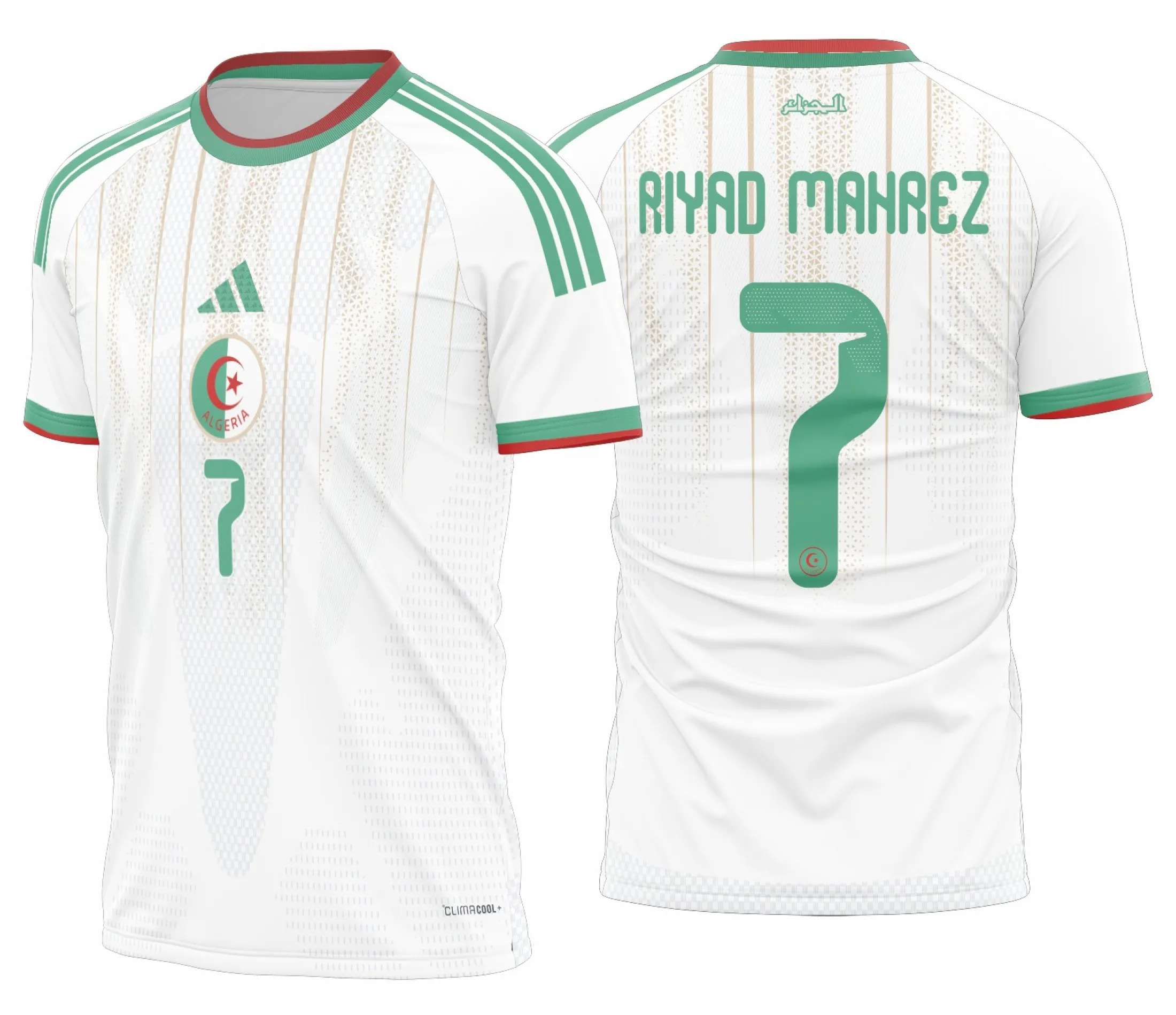 Camiseta unissex preta com logo no peito e estampa grande nas costas com tema Argélia Titular Copa do Mundo 2026, estilo esportivo e vibrante para torcedores e fãs.