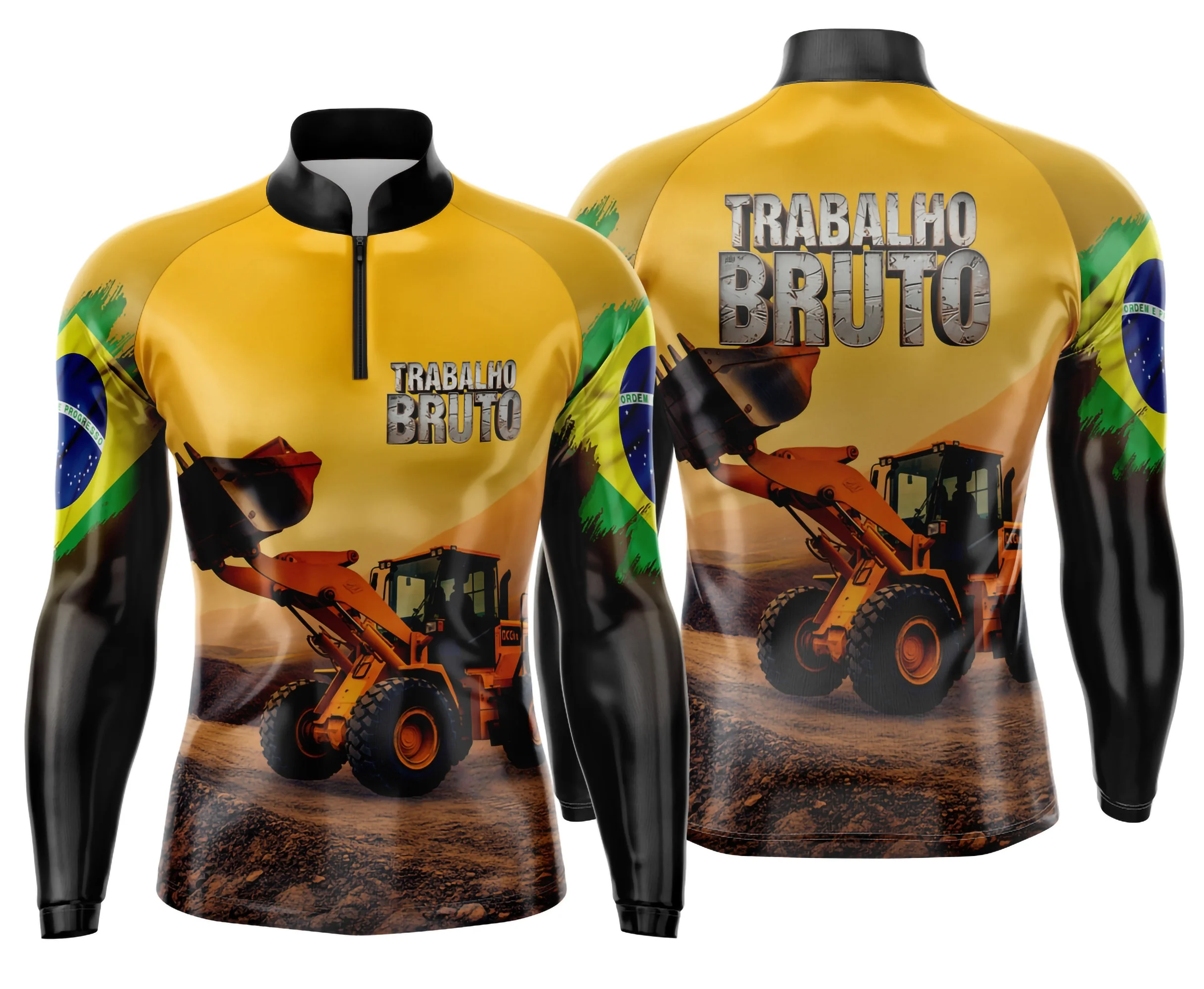 Camiseta unissex preta com logo no peito e estampa grande nas costas temática Agro Mod 0003, ideal para quem curte moda rural moderna e conforto no dia a dia.