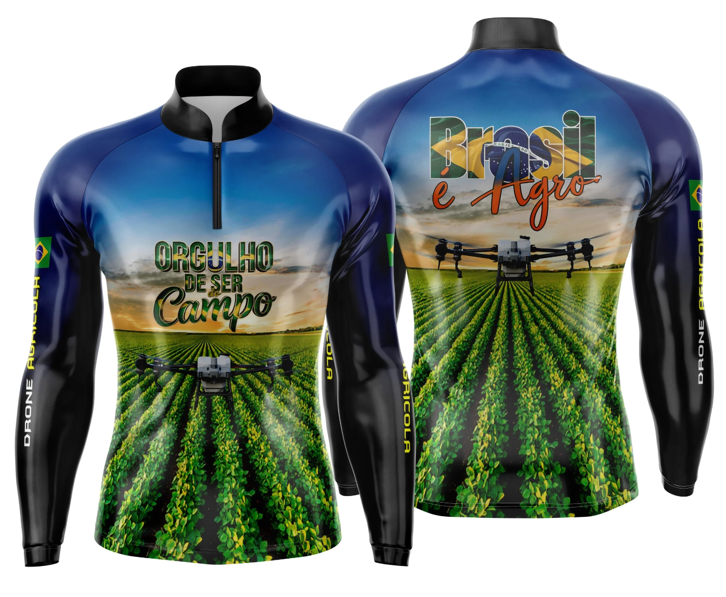 Camiseta unissex preta com logo no peito e estampa grande nas costas com tema Agro Mod 0035, ideal para quem ama o estilo rural e busca conforto e estilo