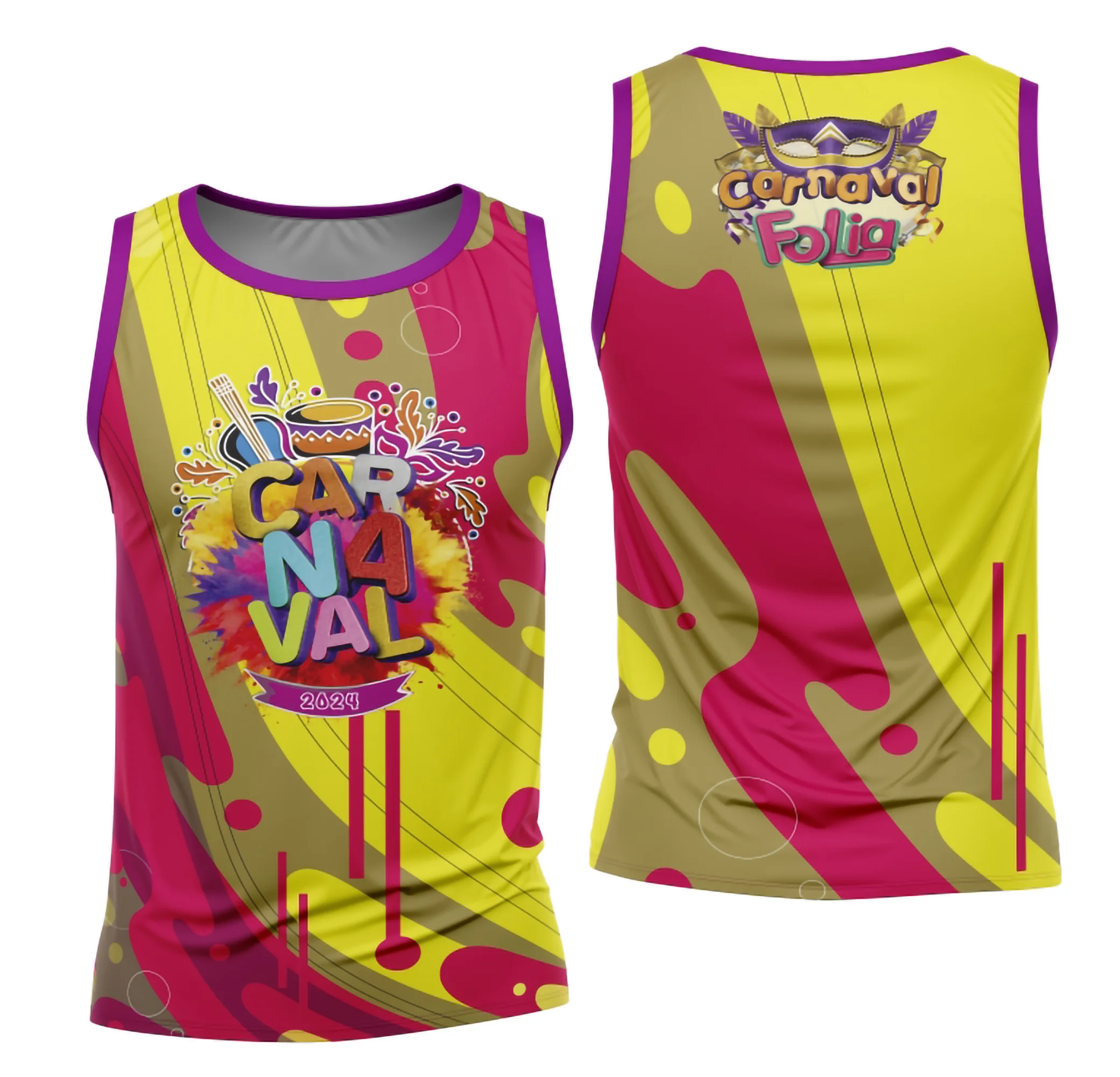 Camiseta unissex branca com logo no peito e estampa grande nas costas do Bloco Abadá Sublimação Carnaval 2026, ideal para foliões aproveitarem a festa com estilo e conforto.