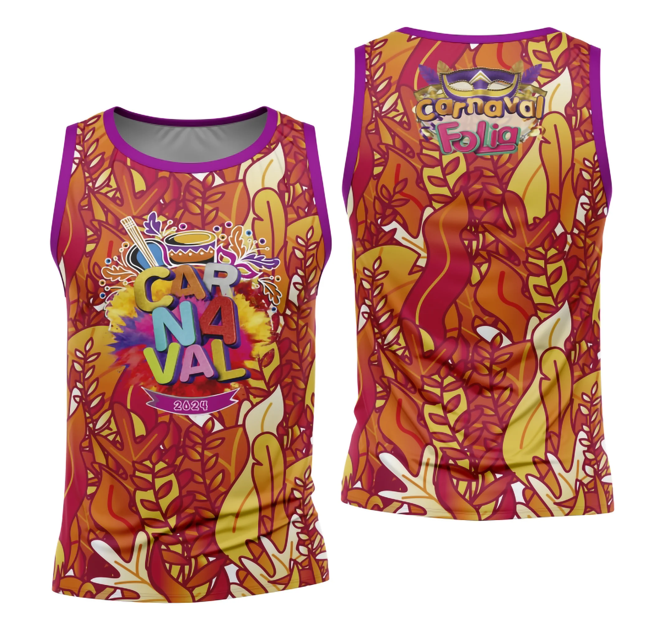 Camiseta unissex branca com logo no peito e estampa grande nas costas destacando o tema Bloco Abadá Sublimação Carnaval 2026, ideal para celebrar com estilo e conforto.