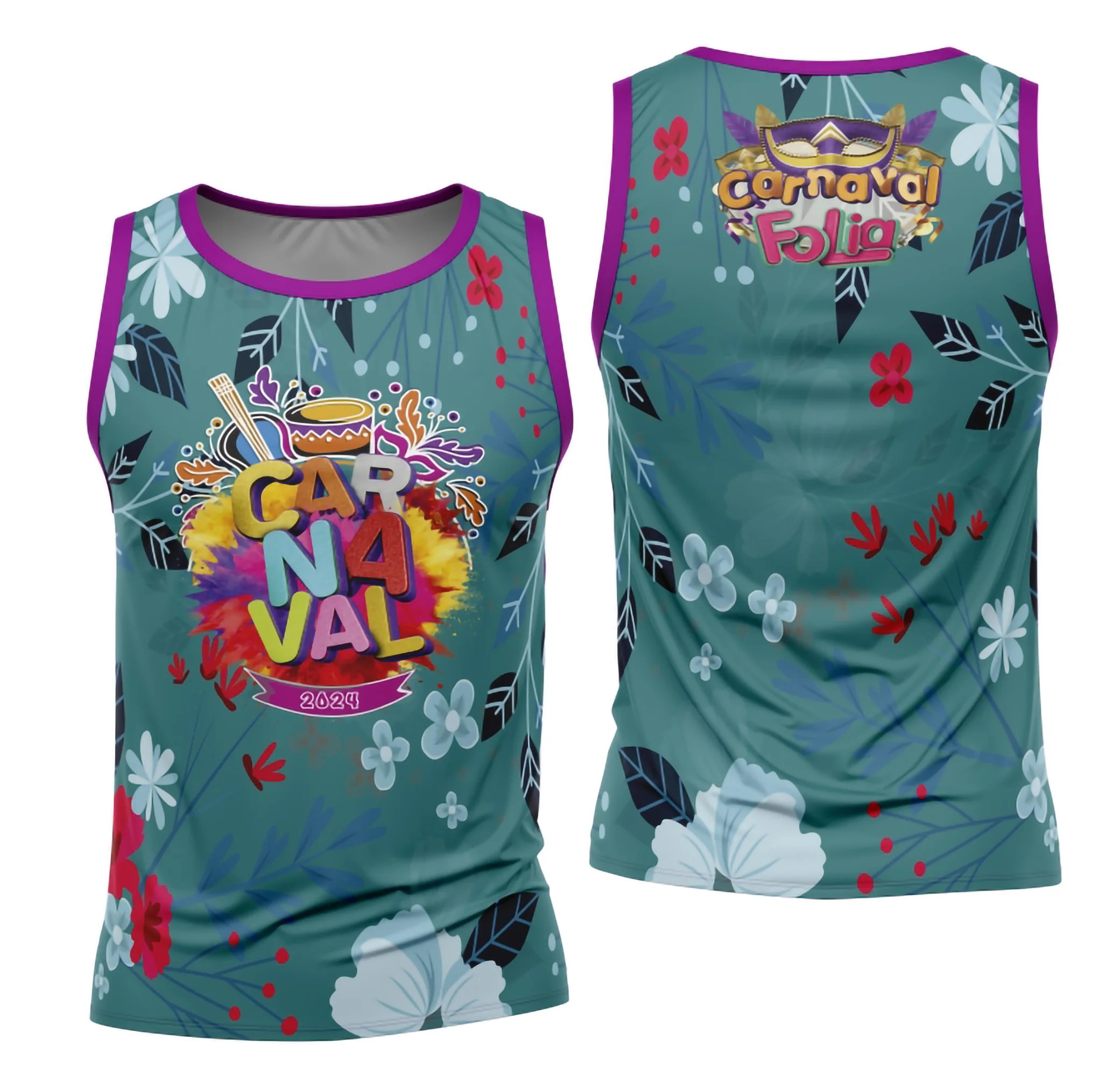 Camiseta unissex branca com logo no peito e estampa grande nas costas do Bloco Abadá para Carnaval 2026, modelo 122, perfeito para foliões em clima de festa.