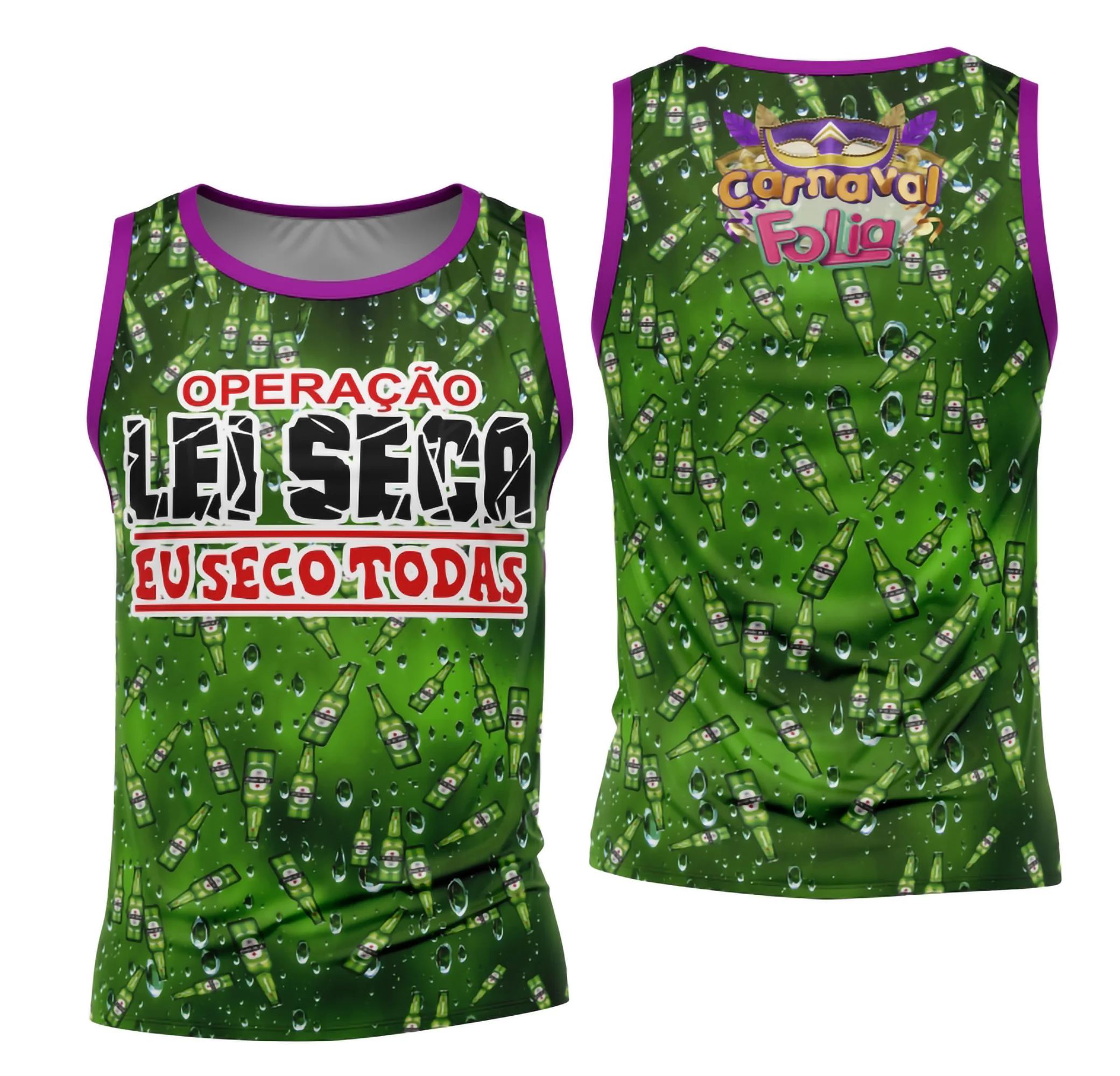 Camiseta unissex branca com logo no peito e estampa grande nas costas do Bloco Abadá para Carnaval 2026, design vibrante e moderno com cores vivas e destaque para o tema festivo.