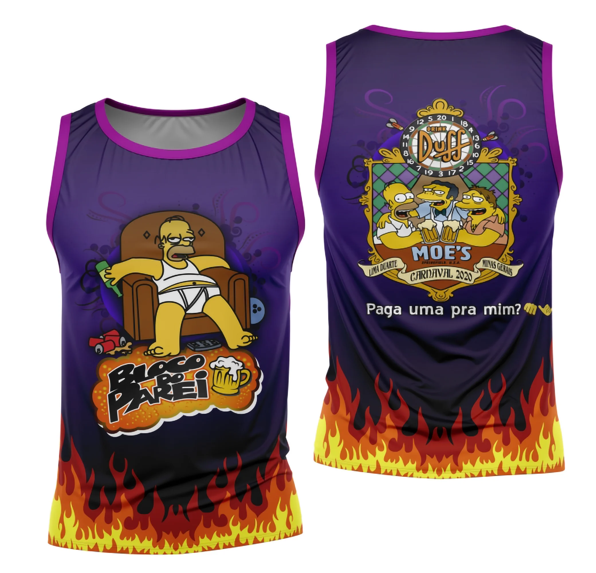 Camiseta unissex branca com logo no peito e estampa grande nas costas do tema Bloco Abadá Sublimação Carnaval 2026, transmitindo energia e festa.