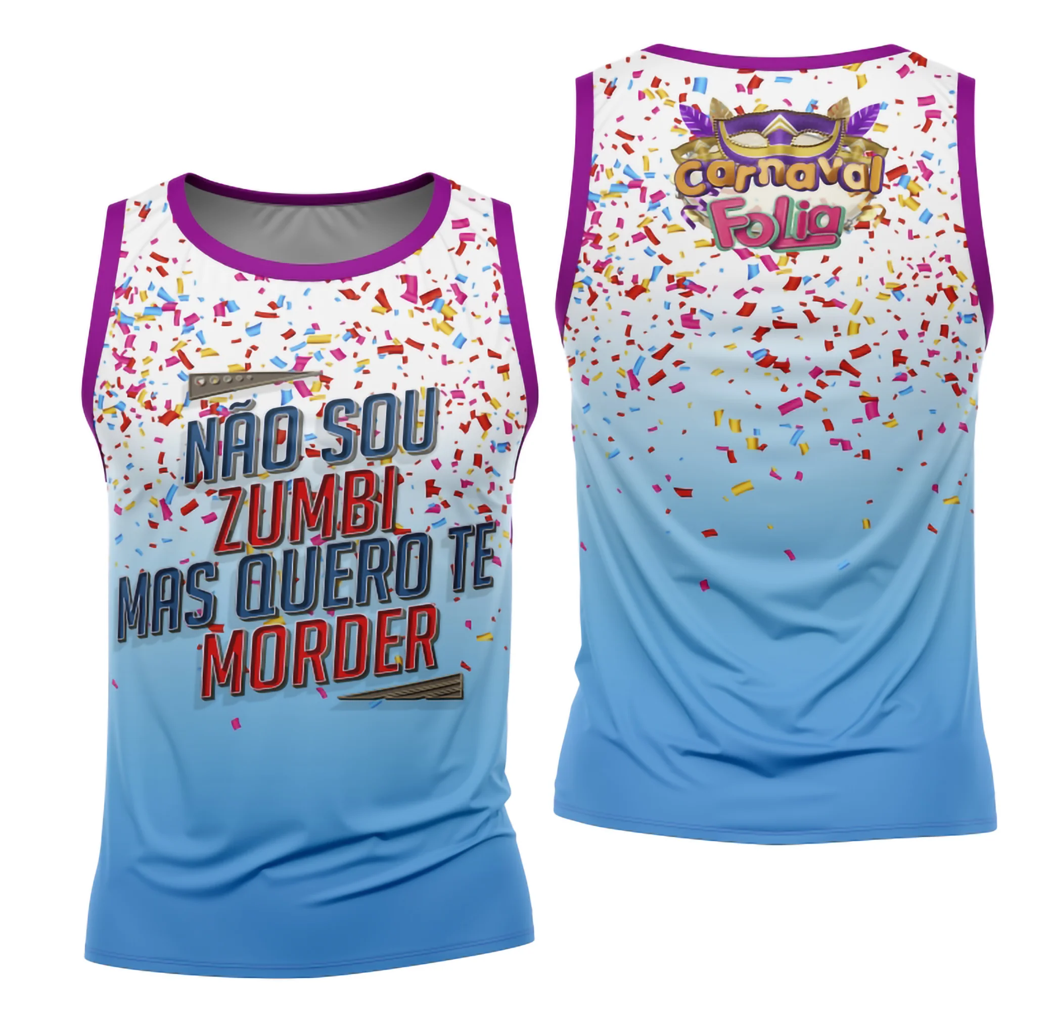 Camiseta unissex branca com logo no peito e estampa grande nas costas inspirada no Bloco Abadá Carnaval 2026, cheia de cores vibrantes e design moderno para folia e diversão.