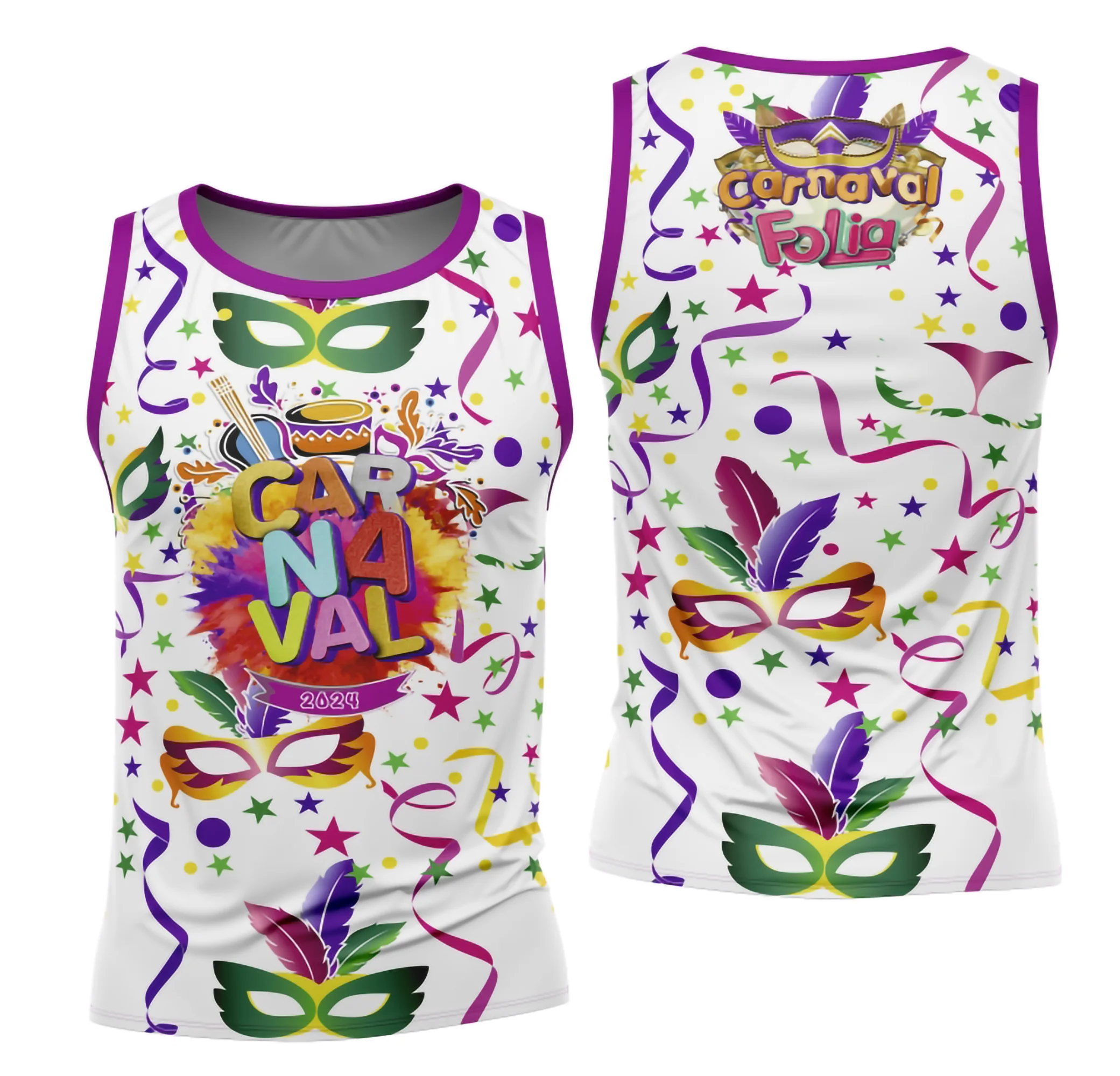 Camiseta unissex branca com logo no peito e estampa grande nas costas inspirada no Bloco Abadá para Carnaval 2026, modelo 135, ideal para festa e folia.