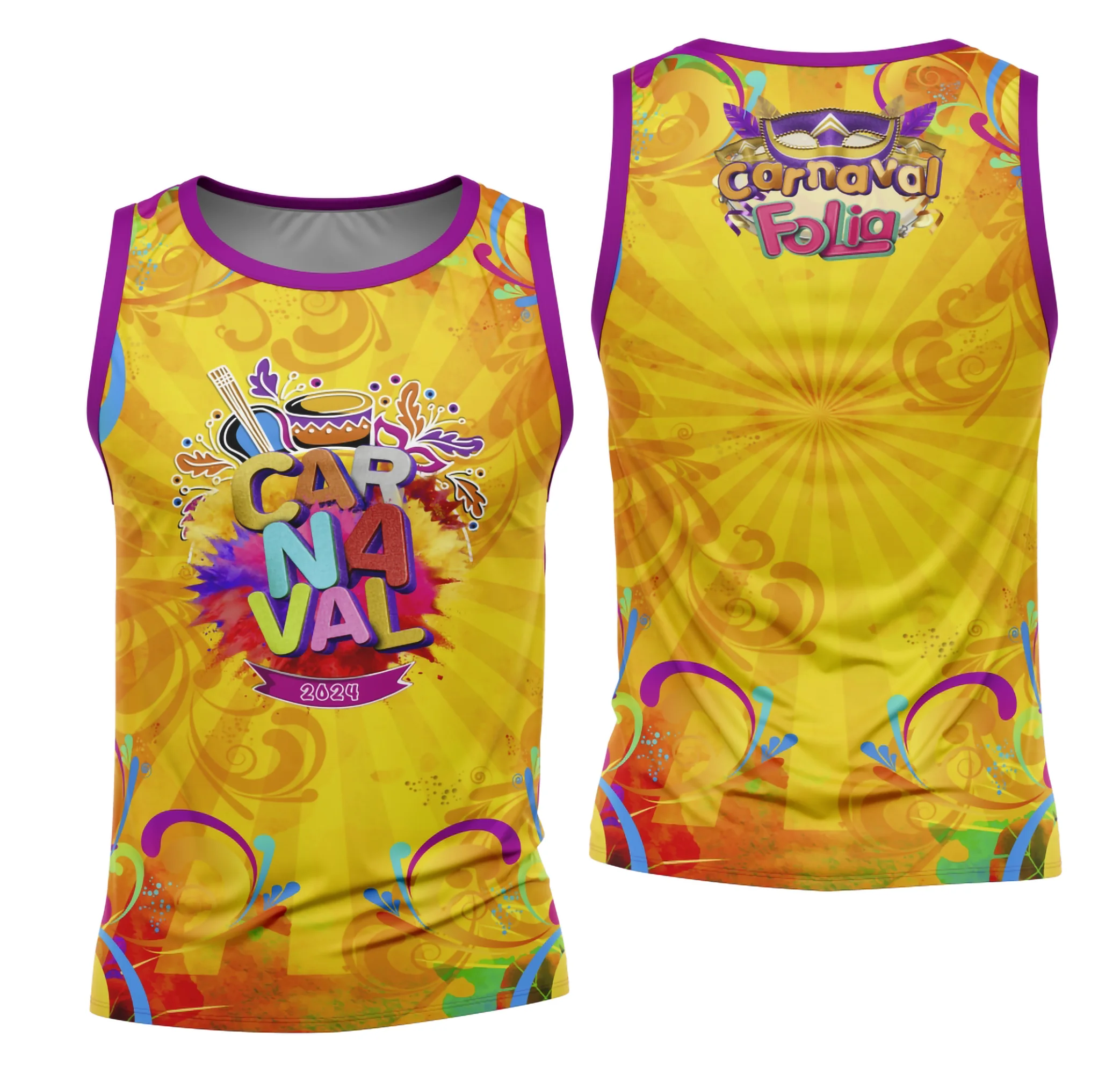 Camiseta unissex branca com logo no peito e estampa grande nas costas do Bloco Abadá Sublimação Carnaval 2026 Modelo 31, ideal para festa e folia.