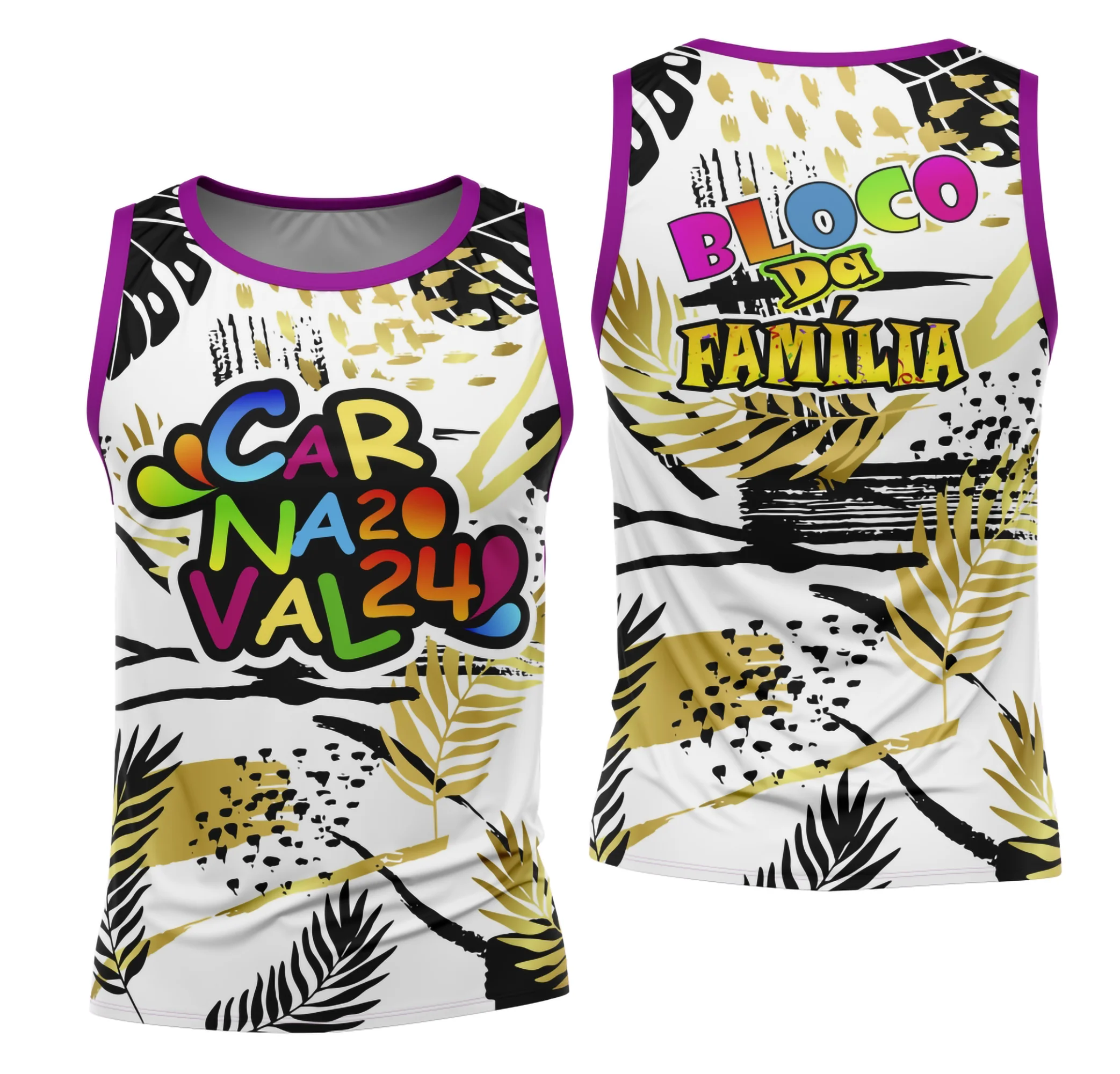 Camiseta unissex preta com logo no peito e estampa grande nas costas com tema de Bloco Abadá para Carnaval 2026, modelo 54, ideal para festa e folia.