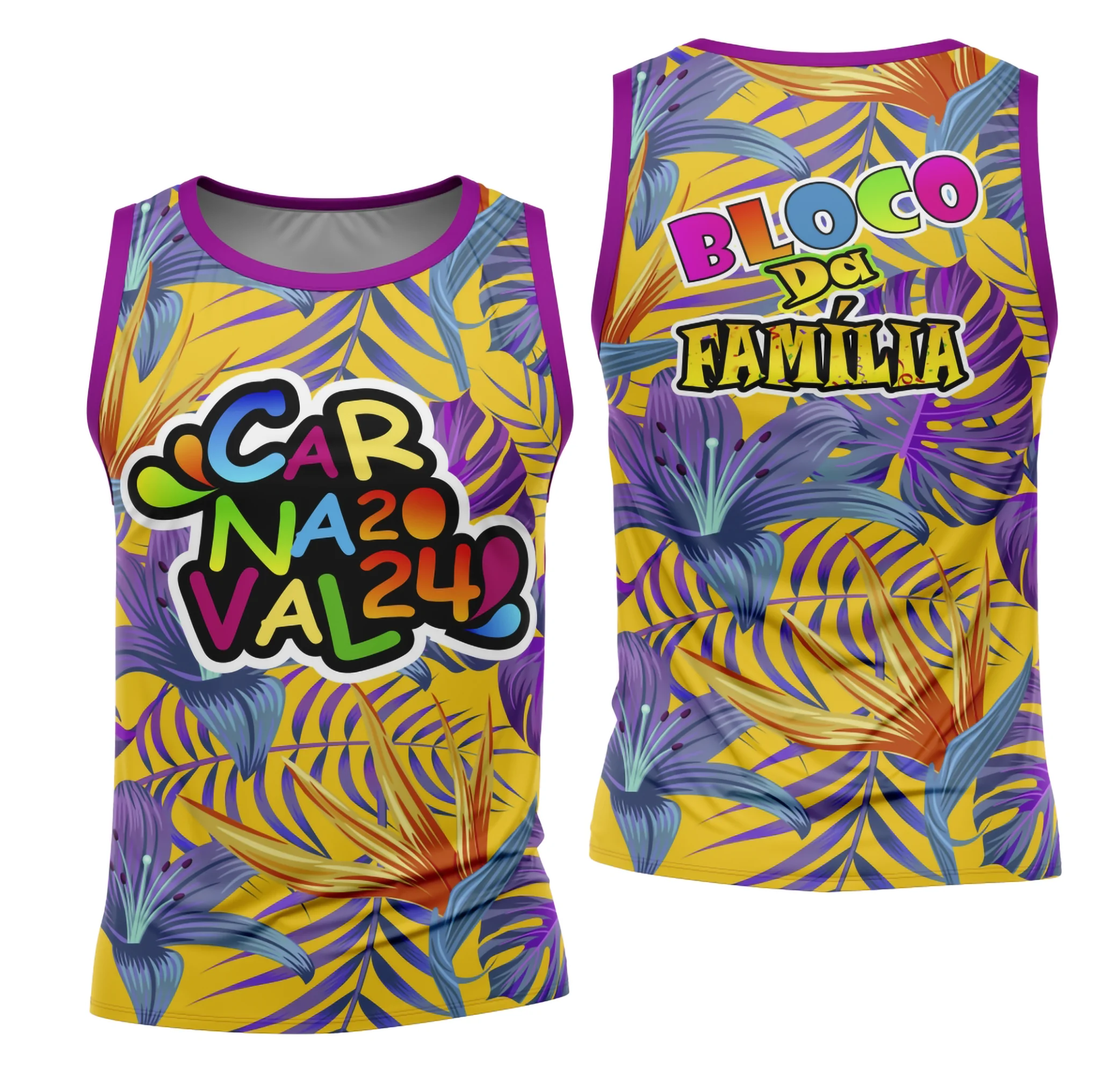 Camiseta unissex branca com logo no peito e estampa grande nas costas do Bloco Abadá para Carnaval 2026, modelo 61, ideal para folia animada e cheia de estilo.