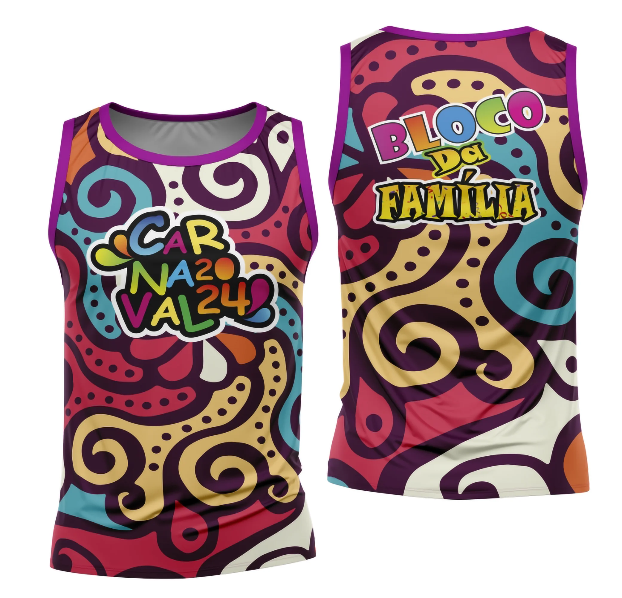 Camiseta unissex branca com logo no peito e estampa grande nas costas temática do Bloco Abadá Carnaval 2026 Modelo 77, perfeita para curtir festas com estilo e conforto.