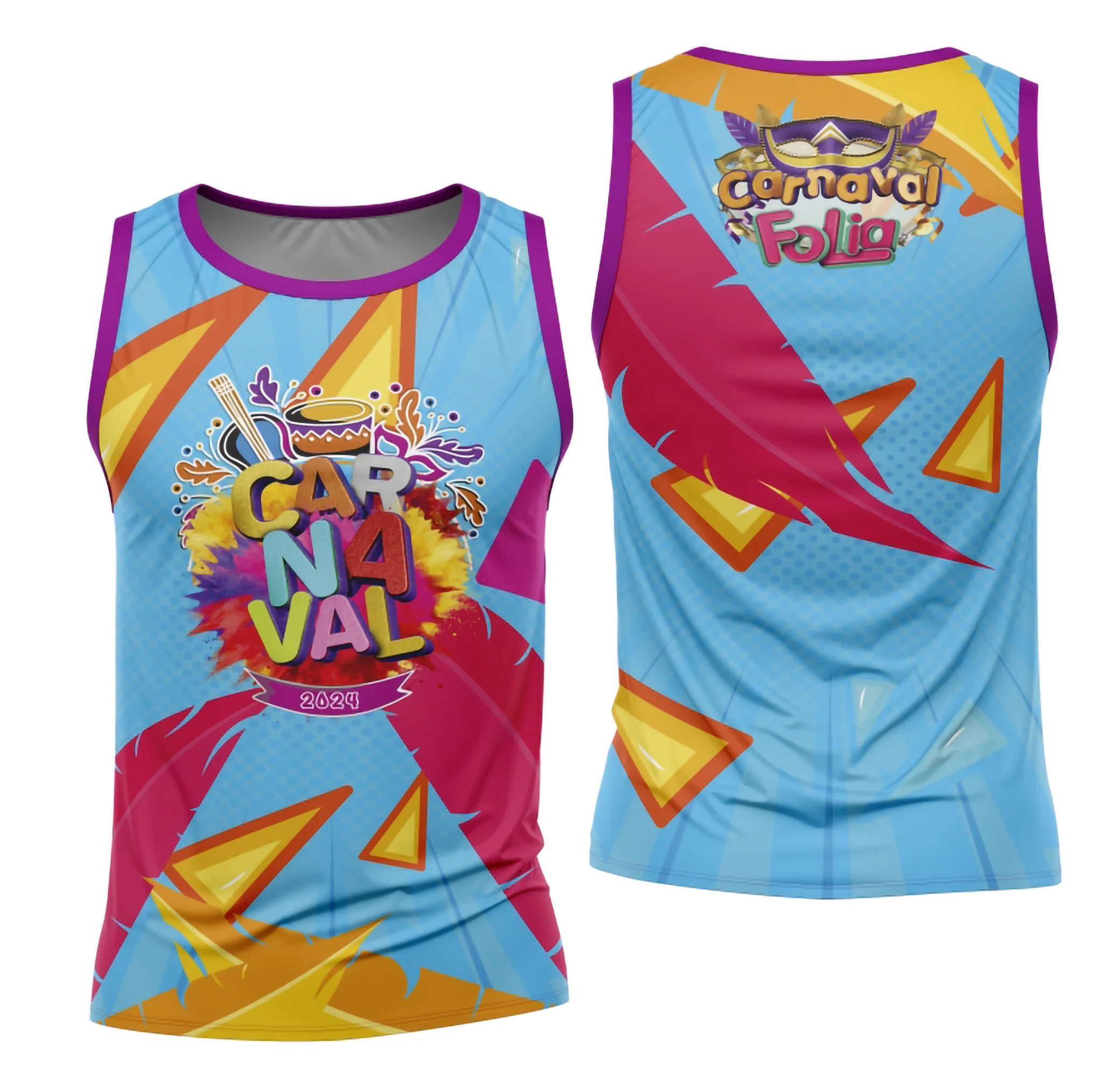 Camiseta unissex branca com logo no peito e estampa grande nas costas do Bloco Abadá Carnaval 2026 Modelo 81, destacando a vibração e alegria da festa em cores vibrantes.