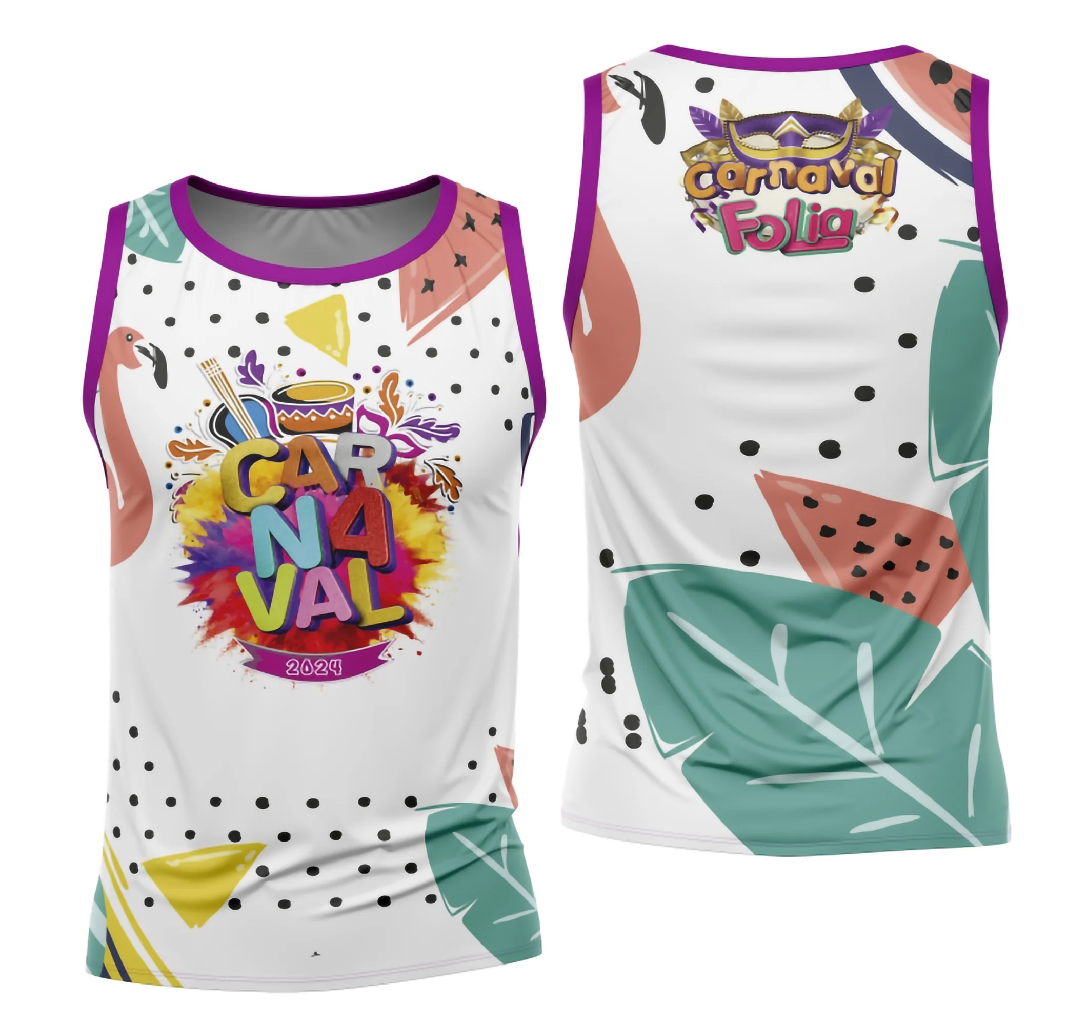 Camiseta unissex preta com logo no peito e estampa grande nas costas, tema Bloco Abadá Sublimação Carnaval 2026, design vibrante para festas e folia.