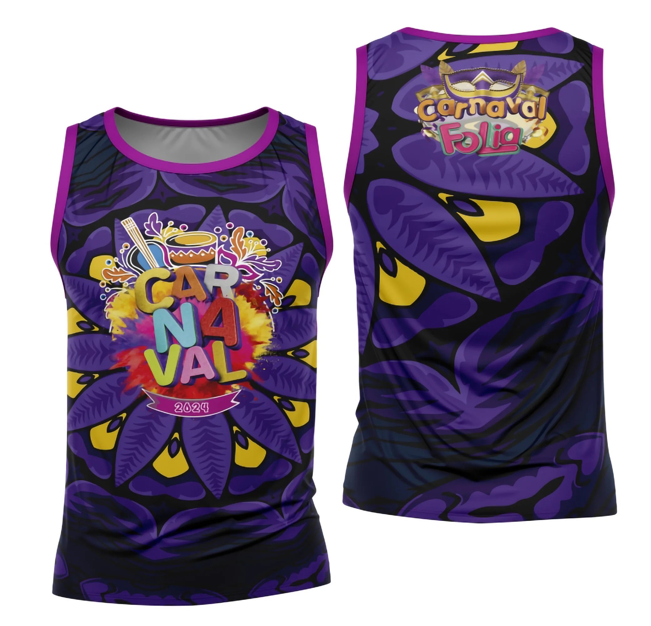 Camiseta unissex preta com logo no peito e estampa grande nas costas no tema Bloco Abadá Sublimação Carnaval 2026 Modelo 86, ideal para folia com estilo e conforto.