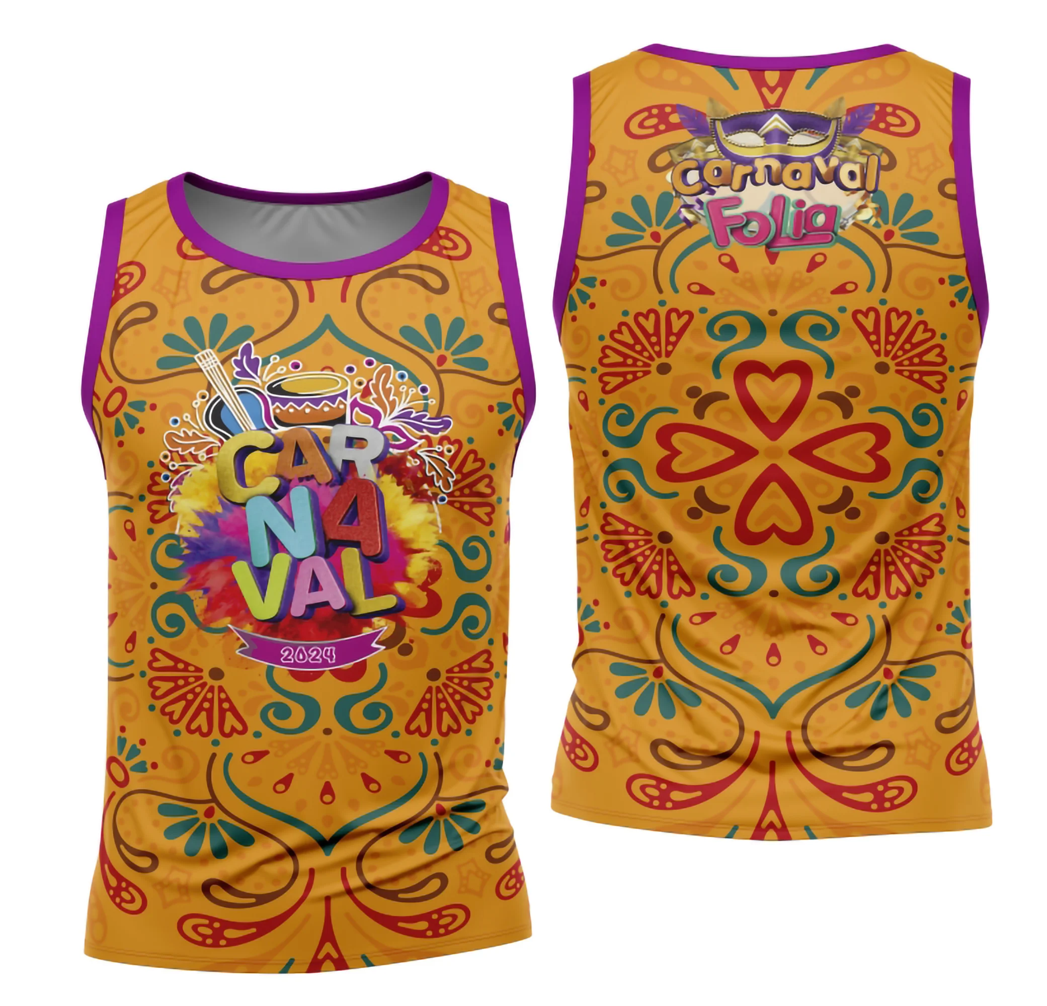 Camiseta unissex branca com logo no peito e estampa grande nas costas inspirada no Bloco Abadá Sublimação Carnaval 2026, ideal para folia com design vibrante e alegre.