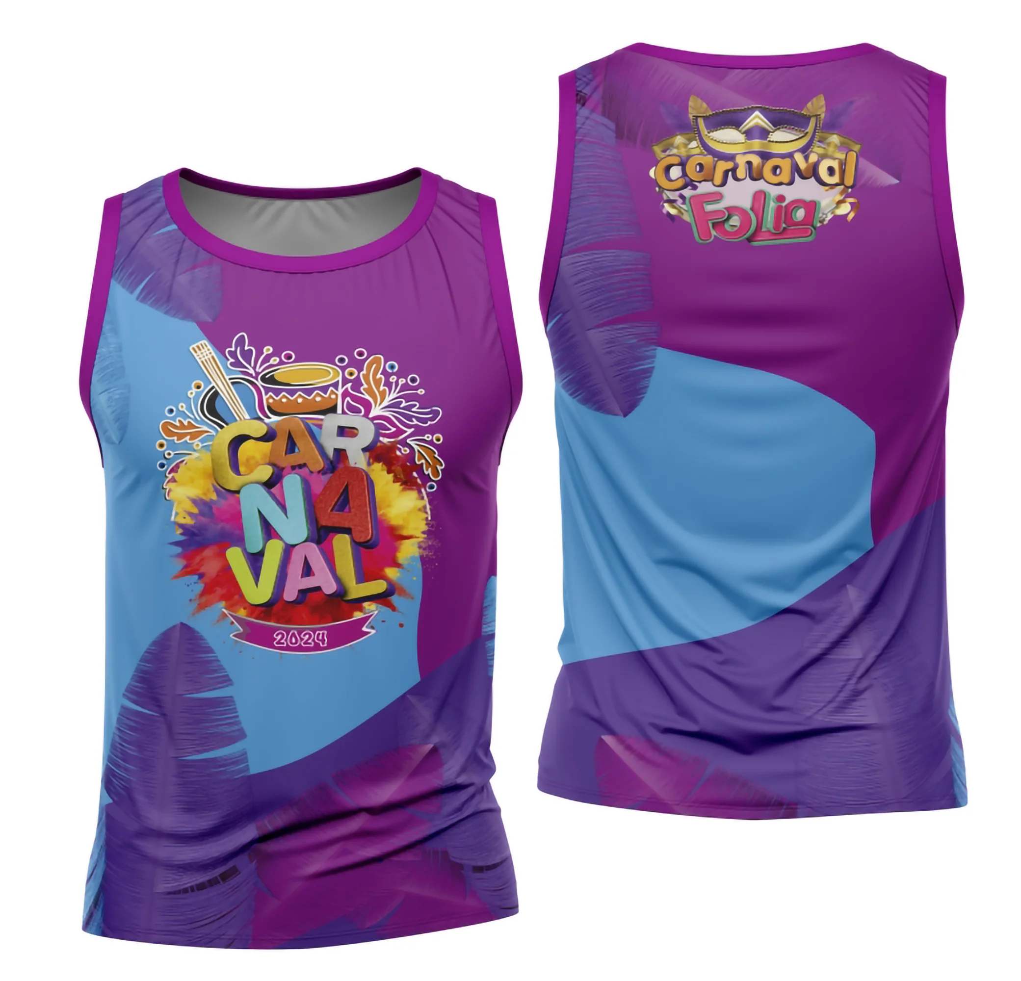 Camiseta unissex branca com logo no peito e estampa grande nas costas do Bloco Abadá Carnaval 2026, estilo moderno e vibrante para folia e celebração.