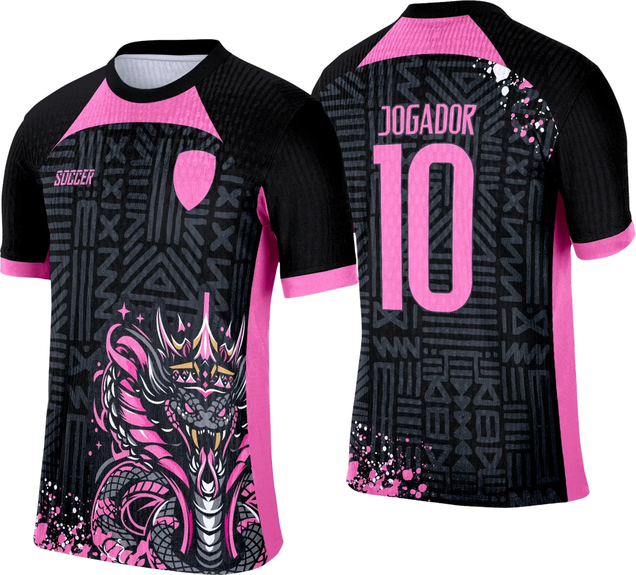 Arte Camisa Interclasse Cobra Serpente Rosa com Preto 2025 - 0007