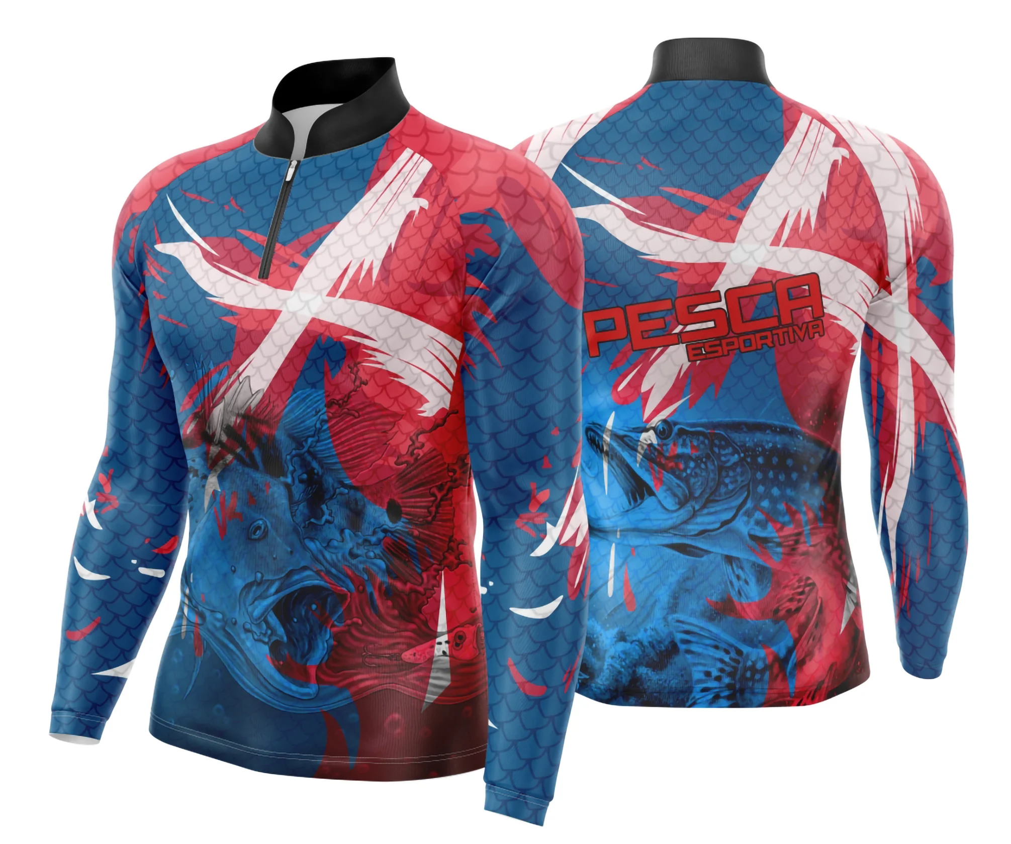 Camiseta unissex preta com logo no peito e estampa grande nas costas com tema de pesca esportiva, ideal para quem ama a pesca e aventuras ao ar livre.