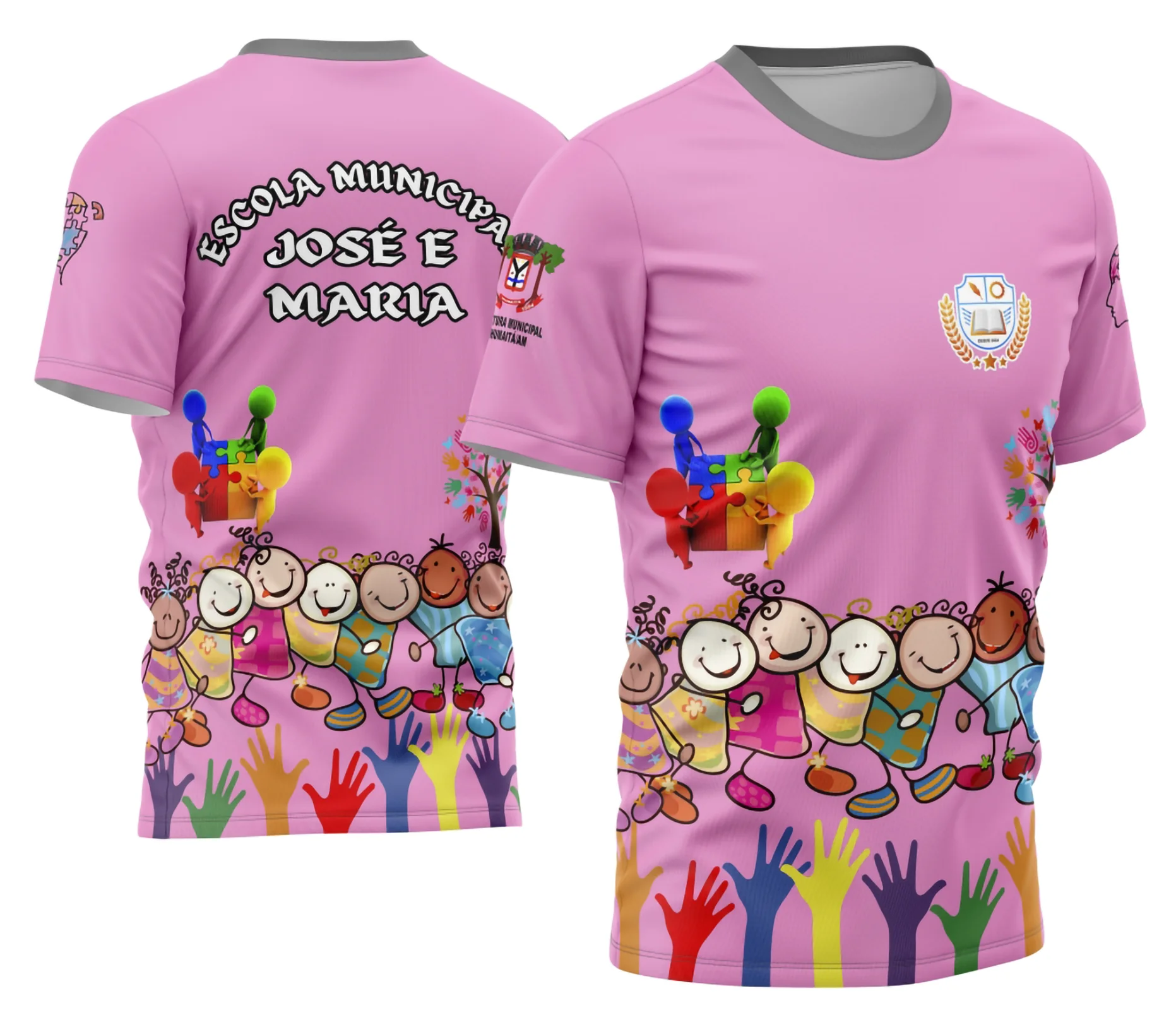 Camiseta unissex branca com logo no peito e estampa grande nas costas com tema de professora, design moderno e elegante, perfeita para mostrar orgulho e estilo na sala de aula.