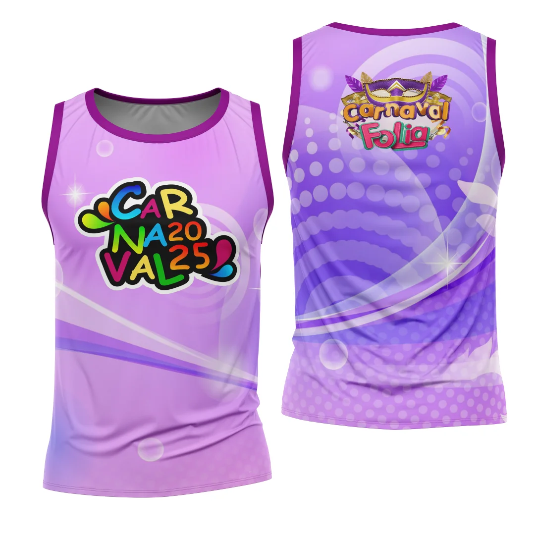 Camiseta unissex branca com logo no peito e estampa grande nas costas inspirada no Abadá Carnaval 2026 Modelo 02, ideal para a folia com estilo vibrante e moderno.