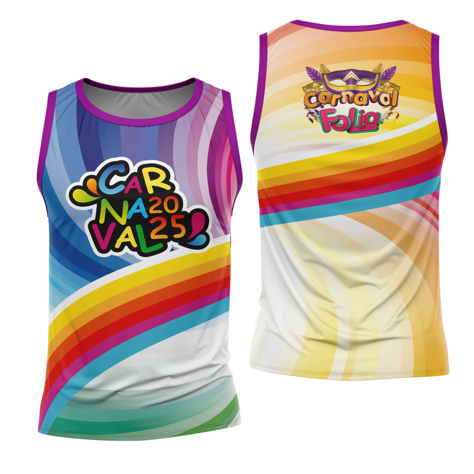 Camiseta unissex branca com logo no peito e estampa grande nas costas mostrando o tema Abadá Carnaval 2026 Modelo 38, ideal para festas animadas e celebrações carnavalescas.