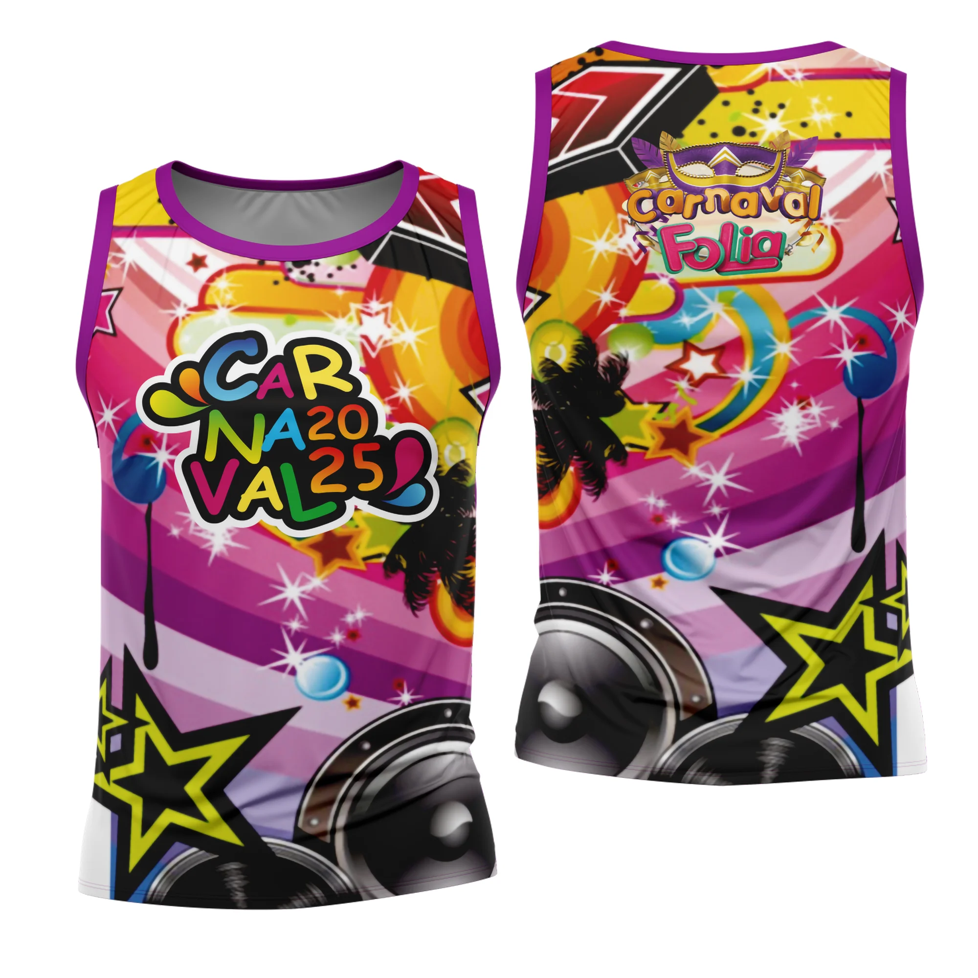 Camiseta unissex com base branca, logo no peito e estampa grande nas costas com tema Abadá Carnaval 2026 Modelo 39, ideal para festas e blocos de carnaval.